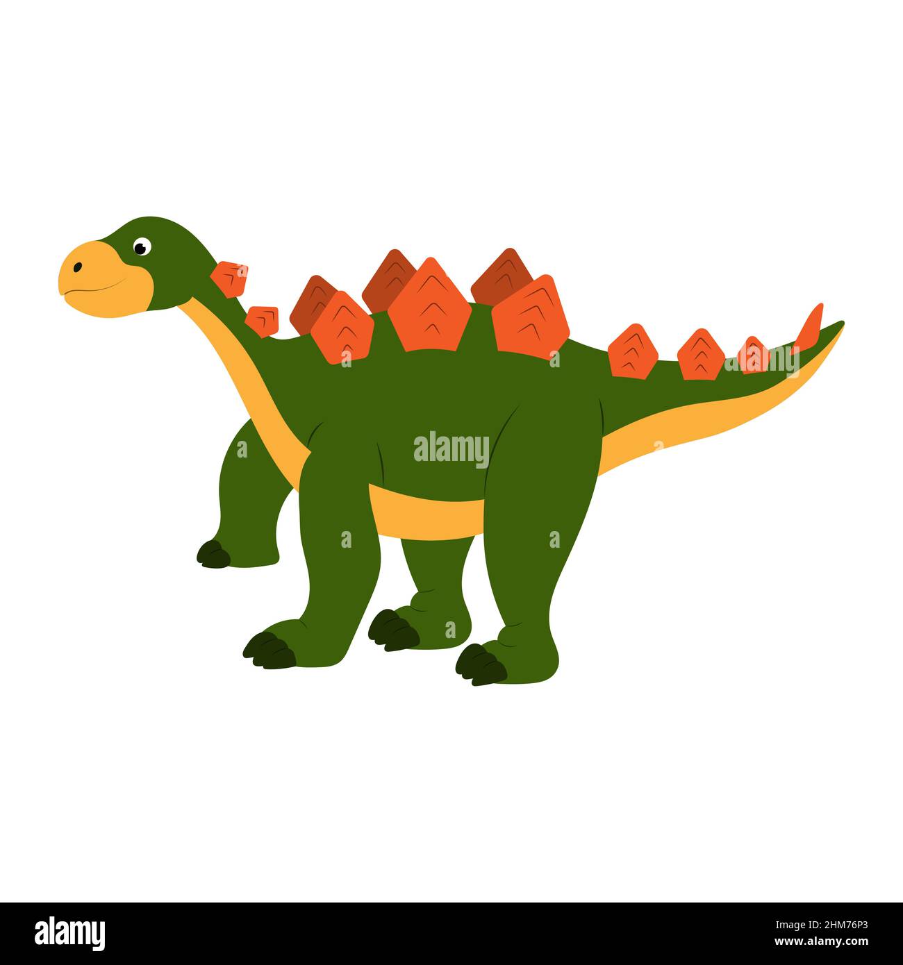 cute cartoon baby dinosaur with spikes on its back. vector isolated on