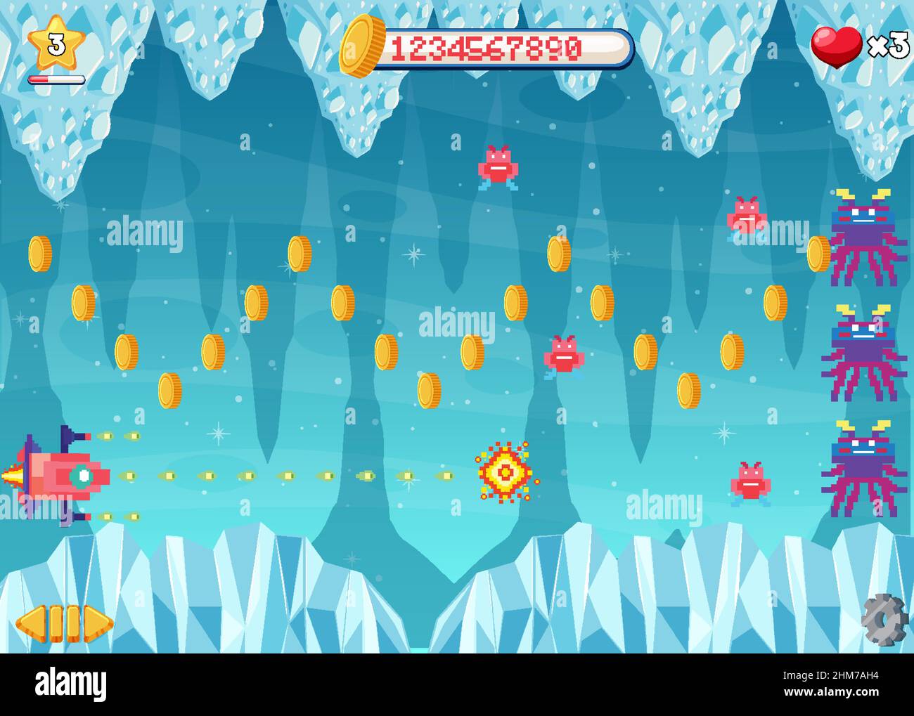 Retro pixel space game interface illustration Stock Vector Image & Art ...