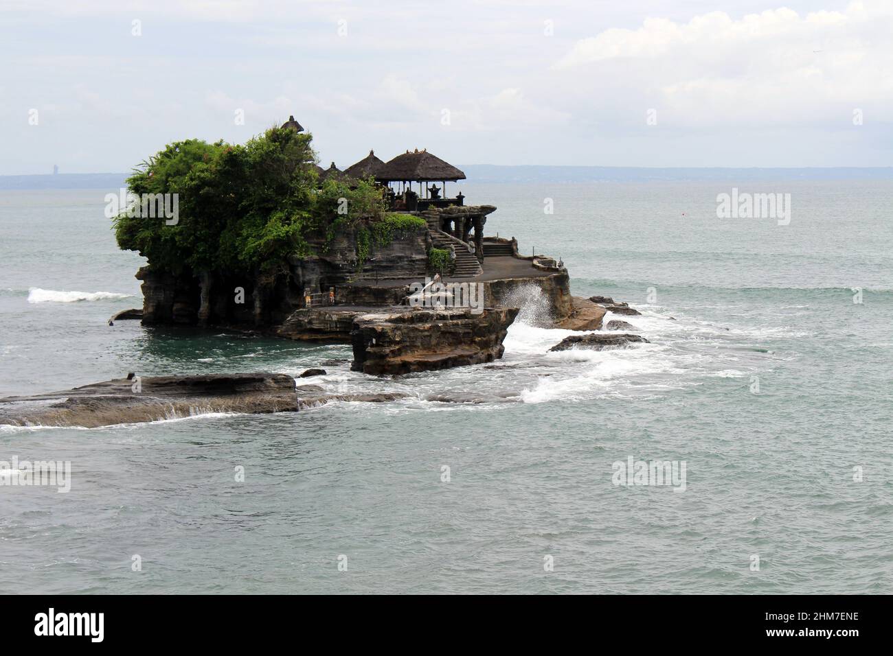 Temple of Tanah Lot, rock formation, in the middle of the sea. Taken ...