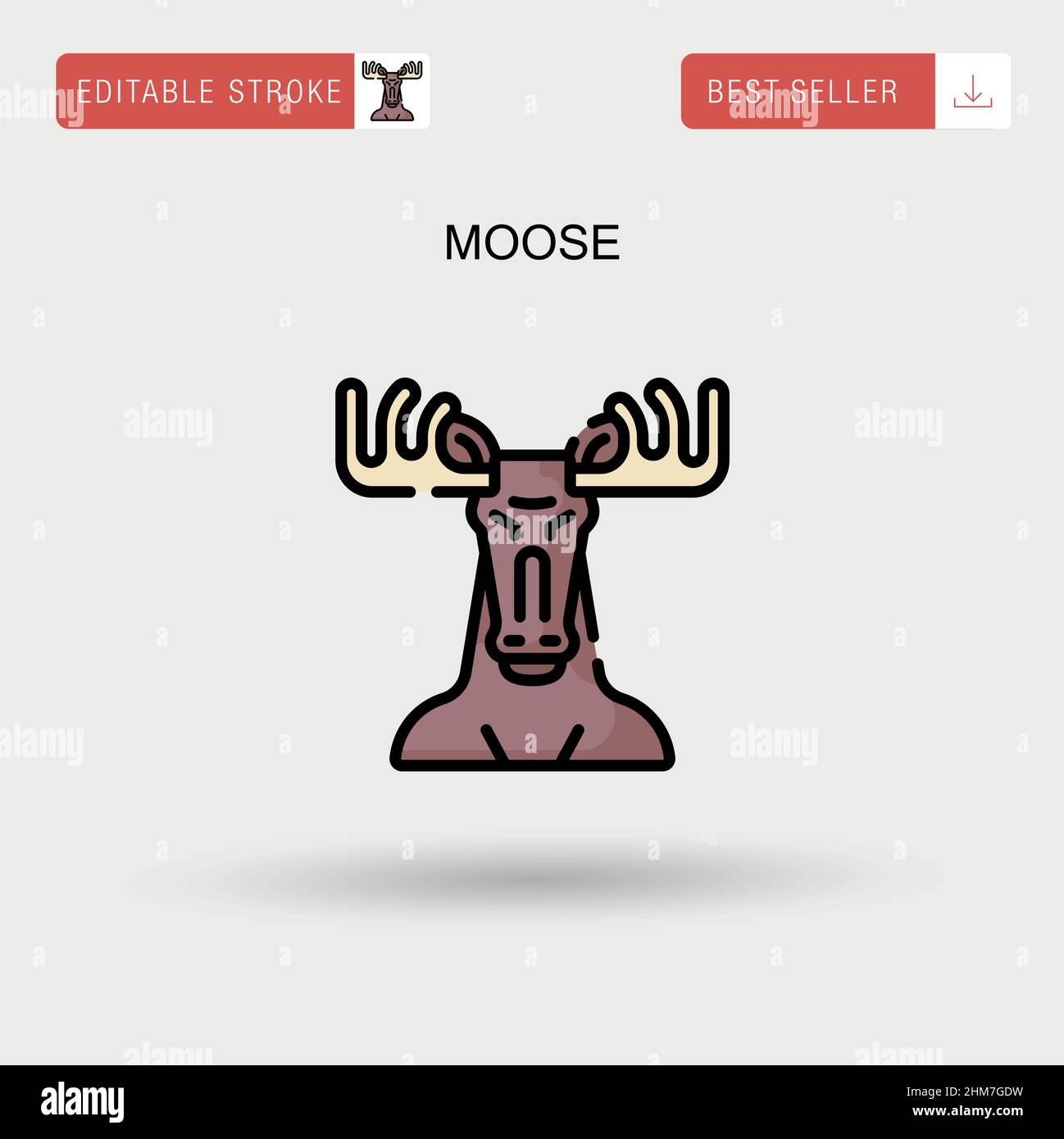 Moose Simple vector icon. Stock Vector