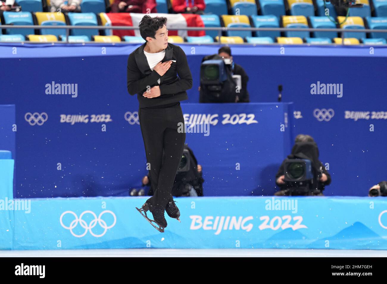 Beijing, China. 08th Feb, 2022. Nathan Chen of the USA, performs during Men's Single Figure Skating competition in the Capital Indoor Stadium at the Beijing 2022 Winter Olympics on , February 8, 2022. Photo by Richard Ellis/UPI Credit: UPI/Alamy Live News Stock Photo