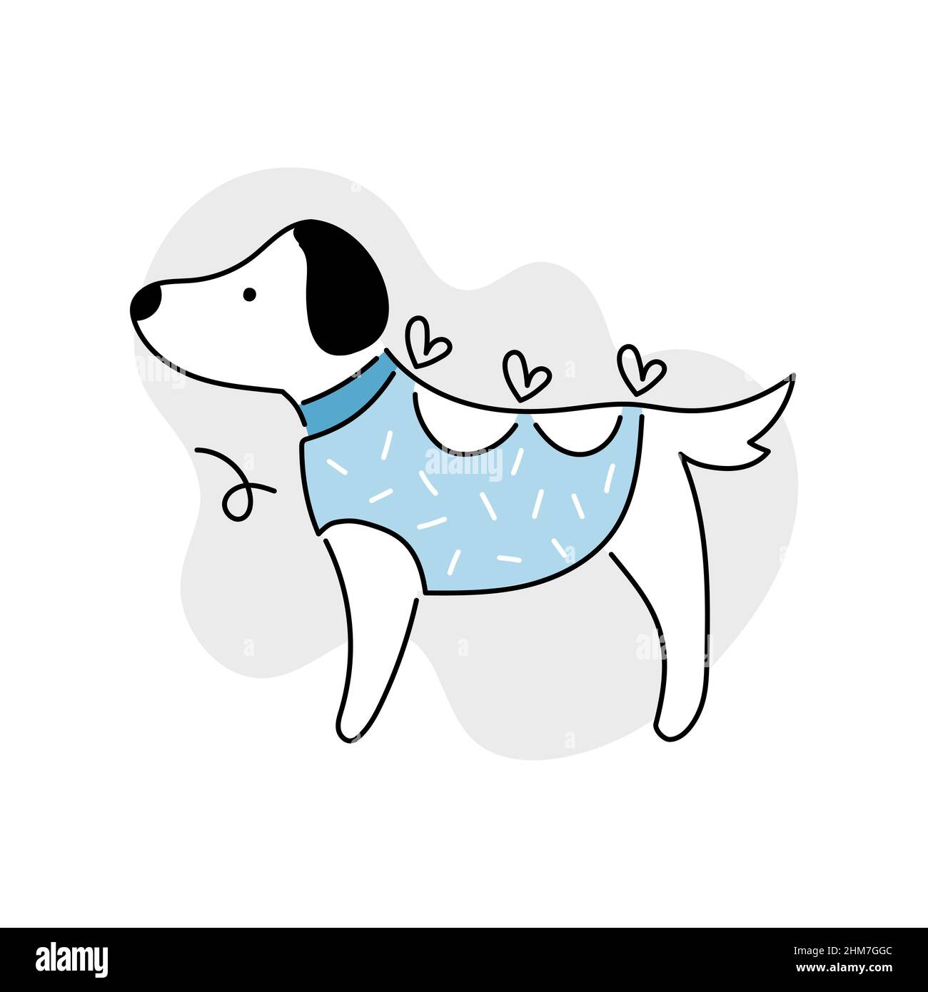 Sick dog line doodle icon for veterinary clinic. Dog, pet sterilization vector illustration. Stock Vector