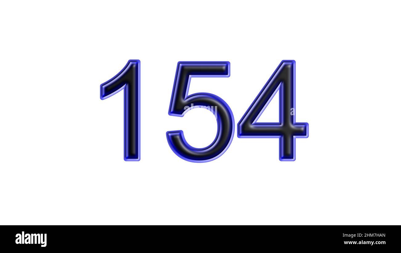blue 154 number 3d effect white background Stock Photo - Alamy