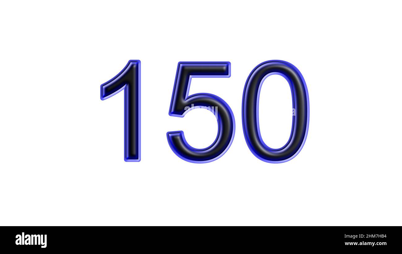 blue 150 number 3d effect white background Stock Photo