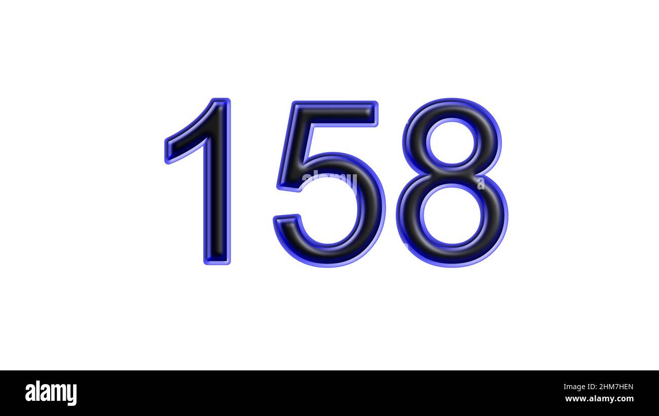 blue 158 number 3d effect white background Stock Photo