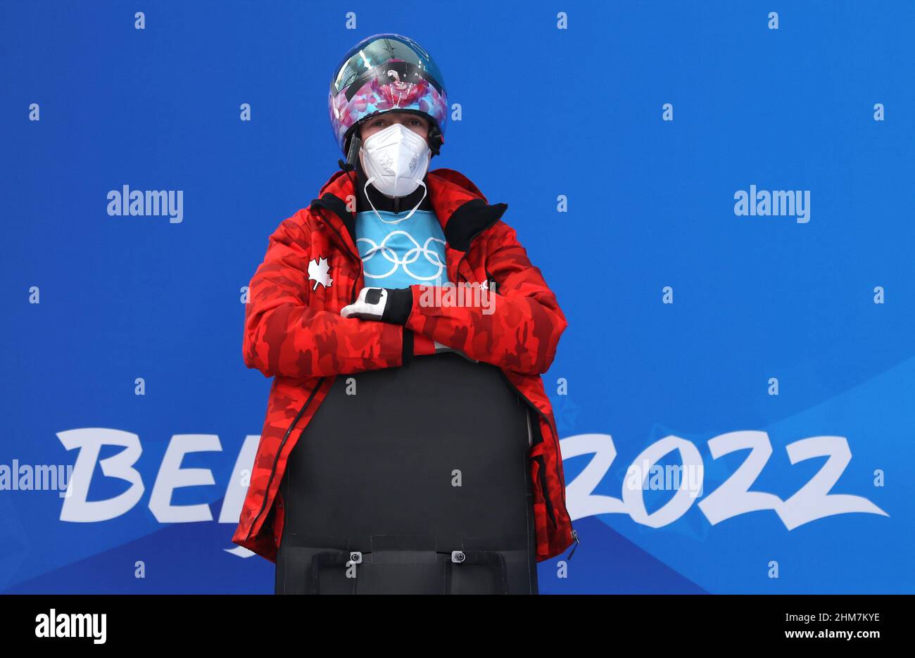 2022 Beijing Olympics - Skeleton - Women Official Training - National Sliding Centre, Beijing, China - February 8, 2022. Mirela Rahneva of Canada before her run. REUTERS/Edgar Su Stock Photo