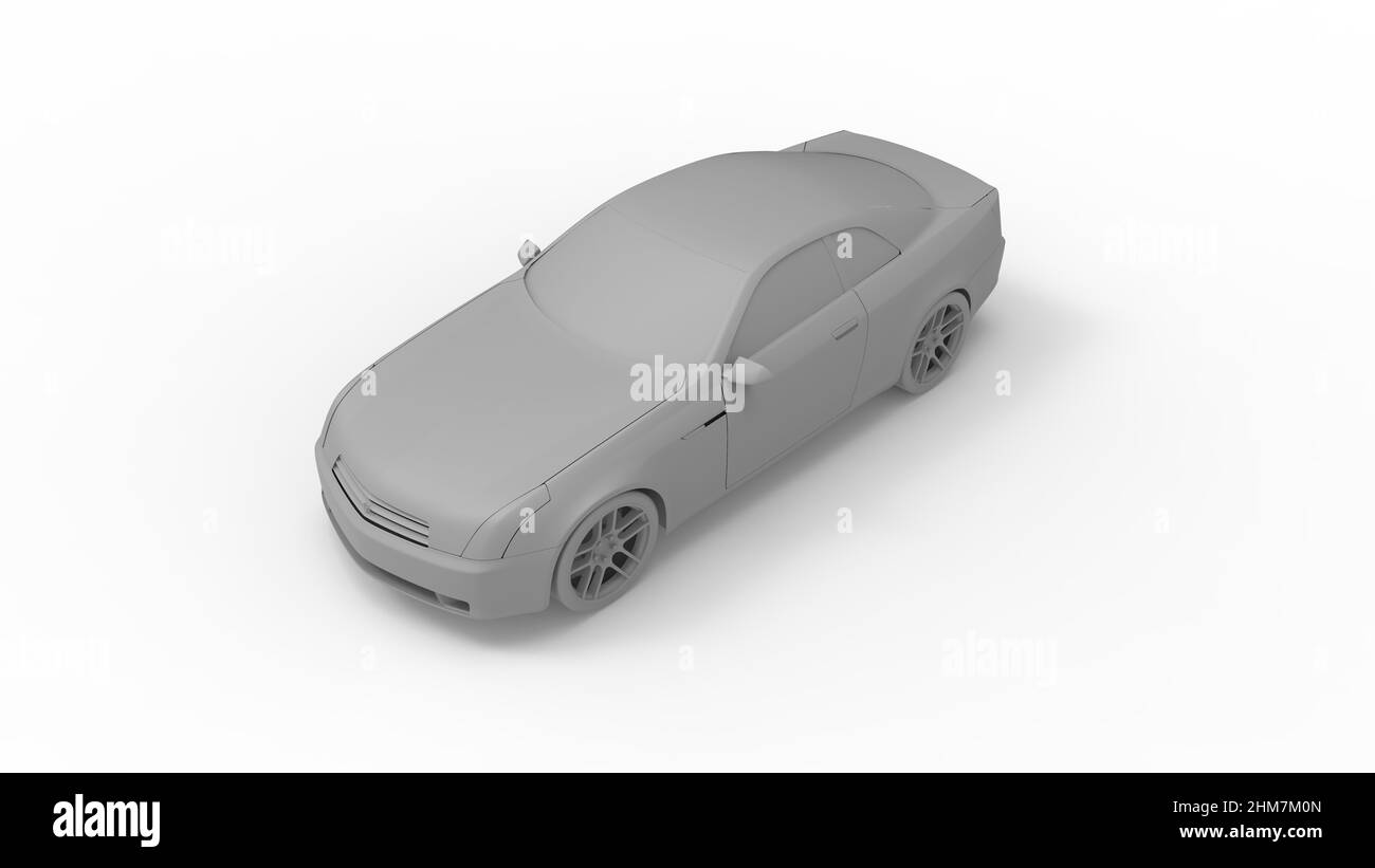 3D rendering of a passenger luxury sedan car automobile isolated in ...