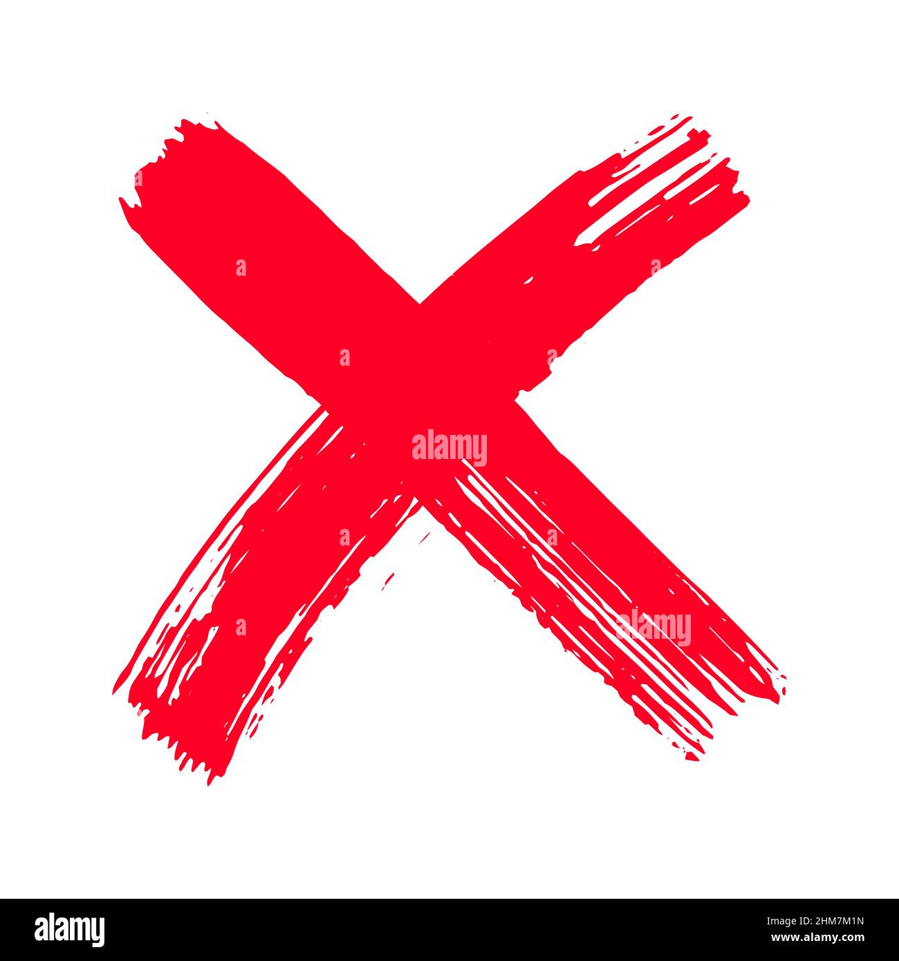 Hand drawn cross x brush stroke vector illustration icon. Cross mark
