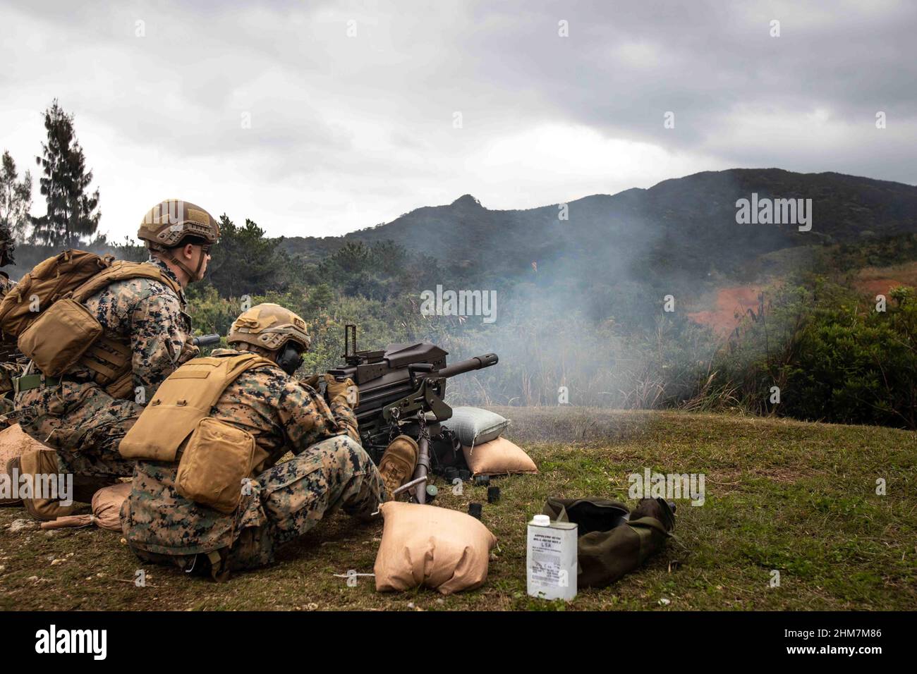 U.S. Marines with 1st Battalion, 3d Marines, 3d Marine Division, fire a