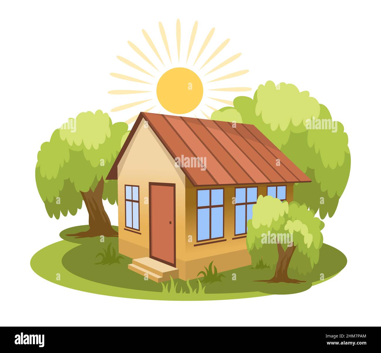 Summer landscape. House surrounded by trees Stock Vector Image & Art ...