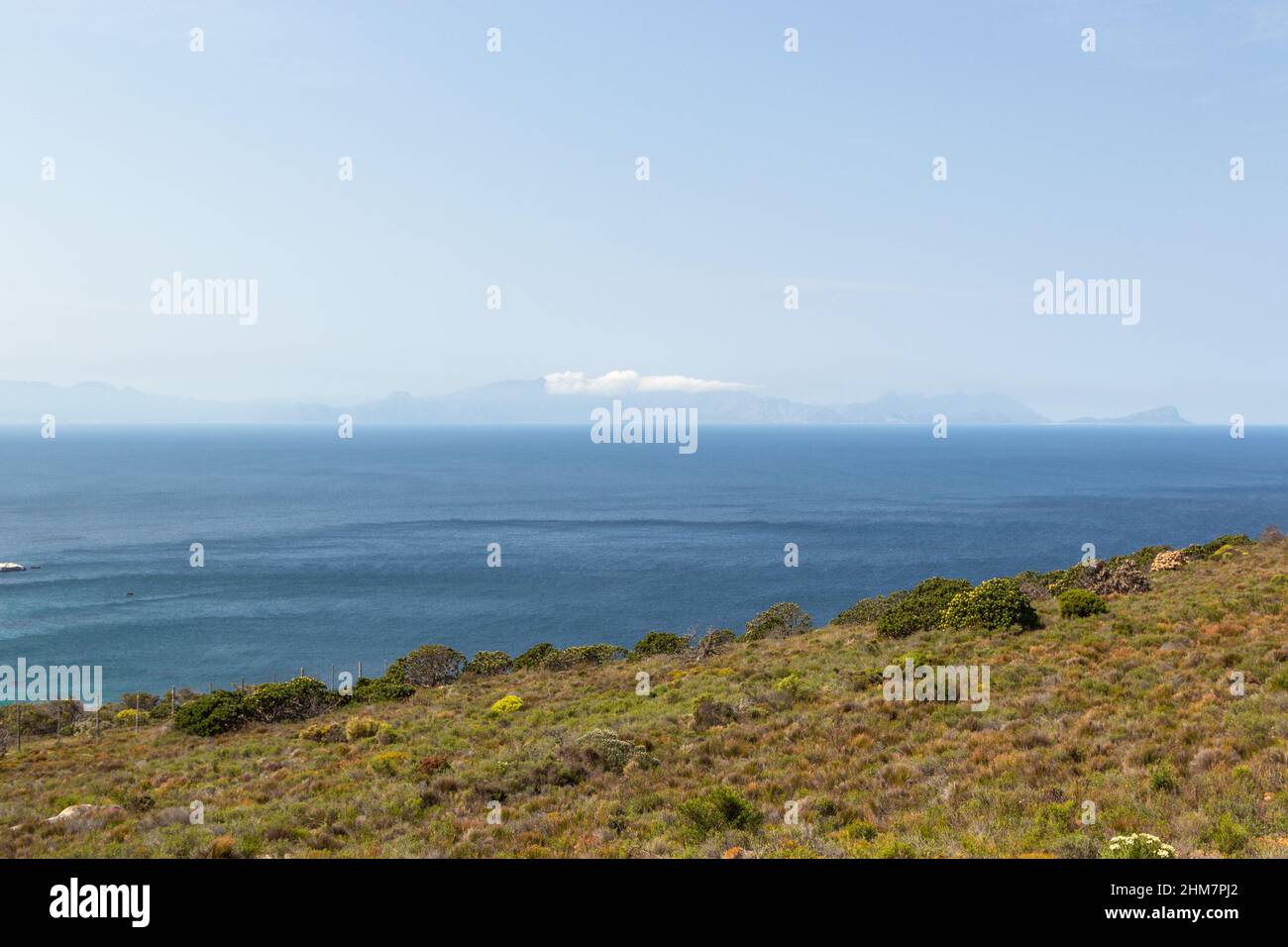 Look onto the Ocean from the Cape of Good Hope in the Western Cape of South Africa Stock Photo