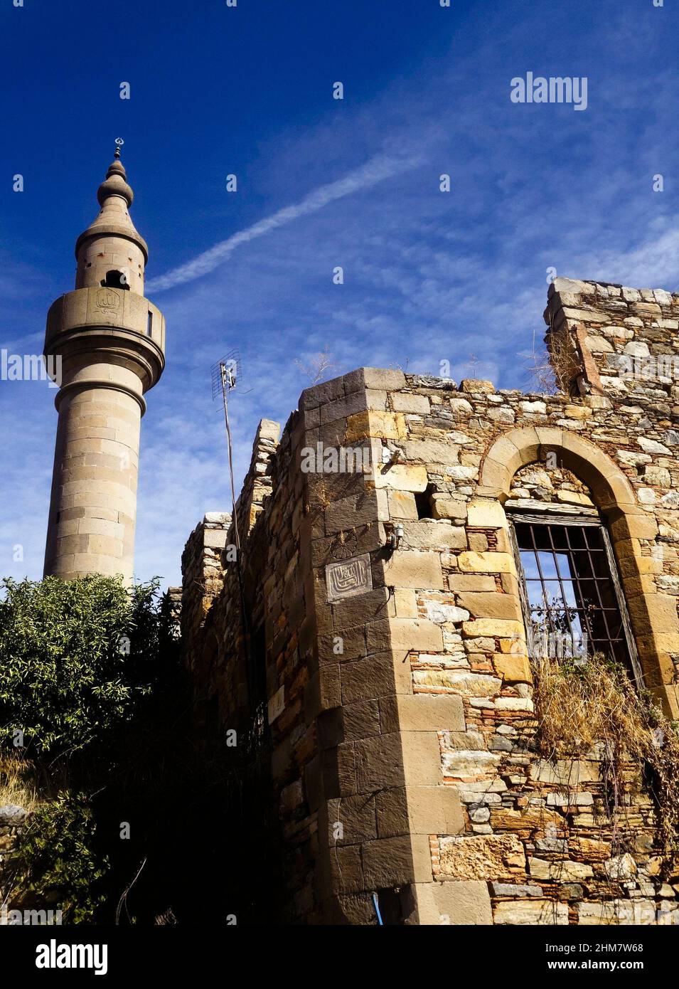 Ruined Turkish Mosque in Mesagros Village. Lesvos. Greece. Stock Photo
