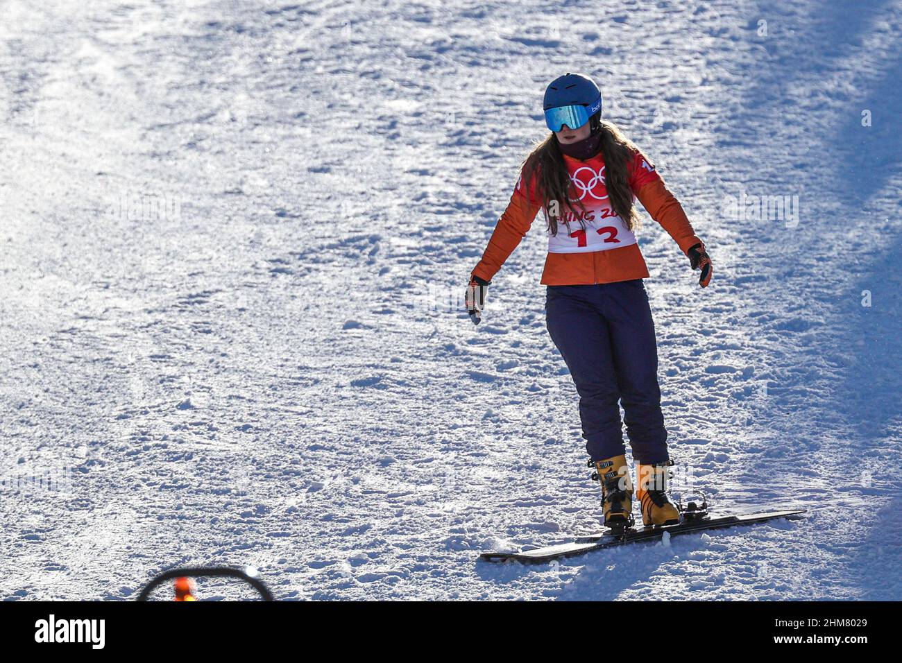 Zhangjiakou, China. 08th Feb, 2022. ZHANGJIAKOU, CHINA - FEBRUARY 8:  Michelle Dekker of the Netherlands falling competing on the Women's  Parallel Giant Slalom Small Final during the Beijing 2022 Olympic Games at