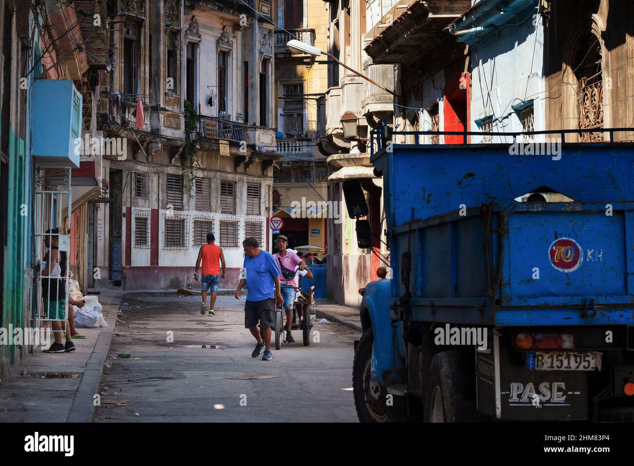 Havana city street scene. Cuba capital under the morning light of a summer day. Stock Photo