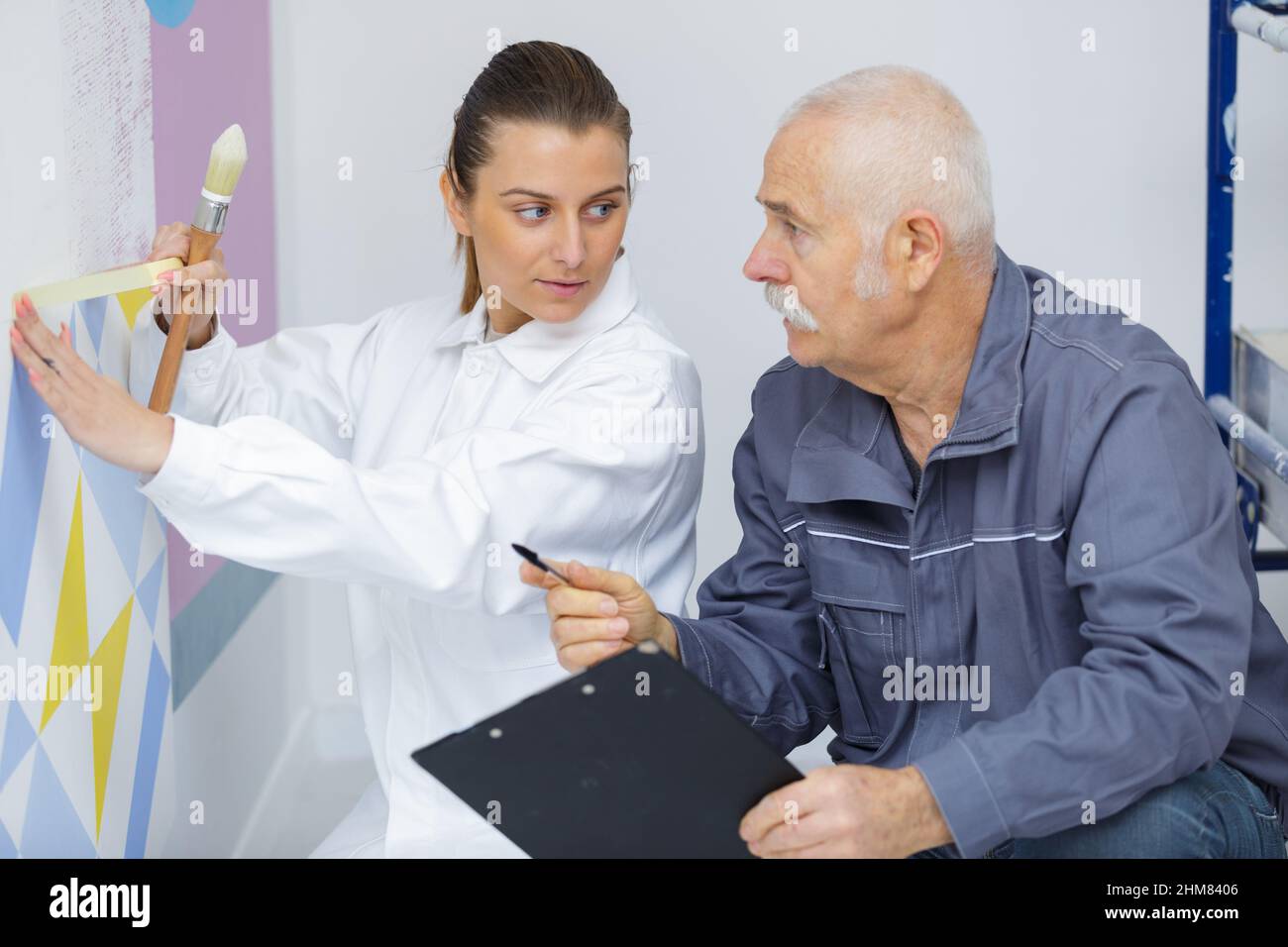 female painter learning to paint Stock Photo