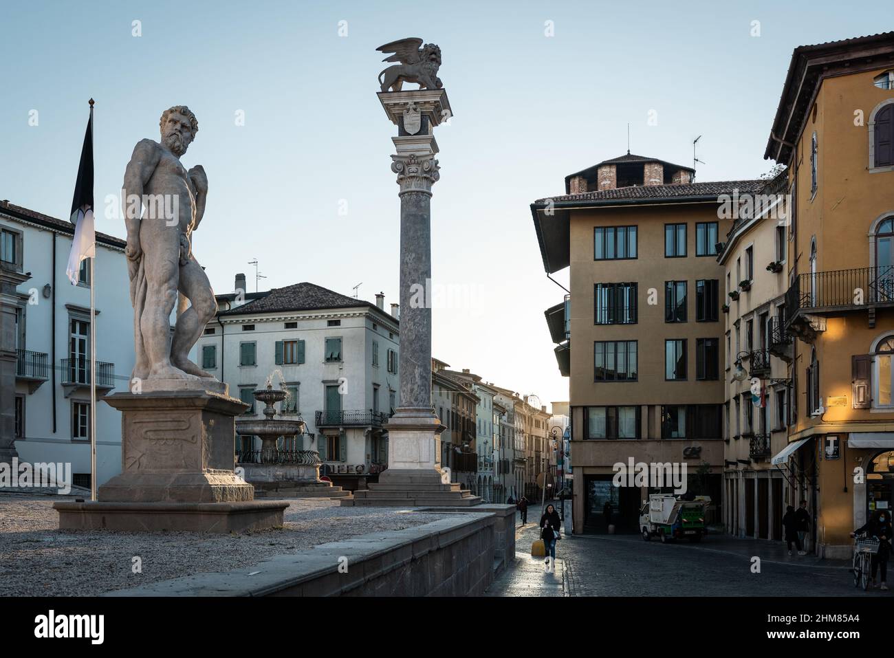 Beautiful Italian urban architecture at Piazza della Libertà, Udine city, Friuli Venezia Giulia, Italy Stock Photo