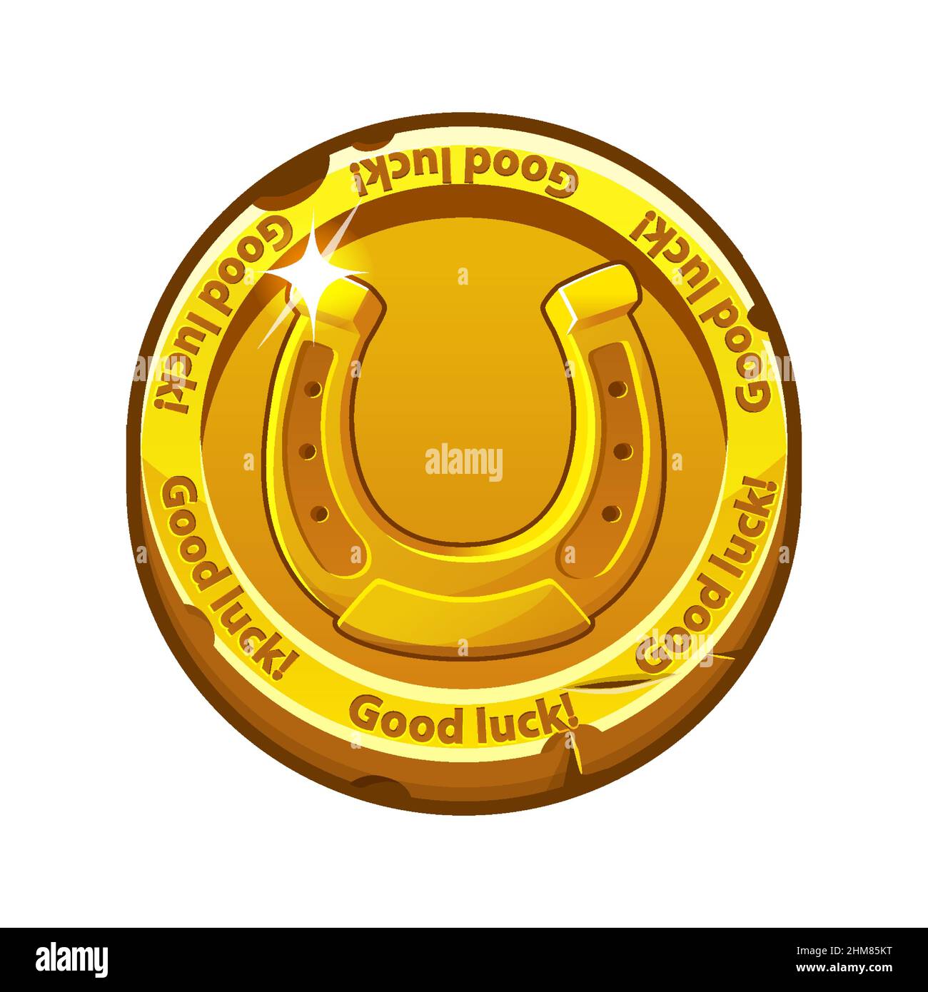 Vector illustration of gold coin horseshoe good luck Stock Vector Image