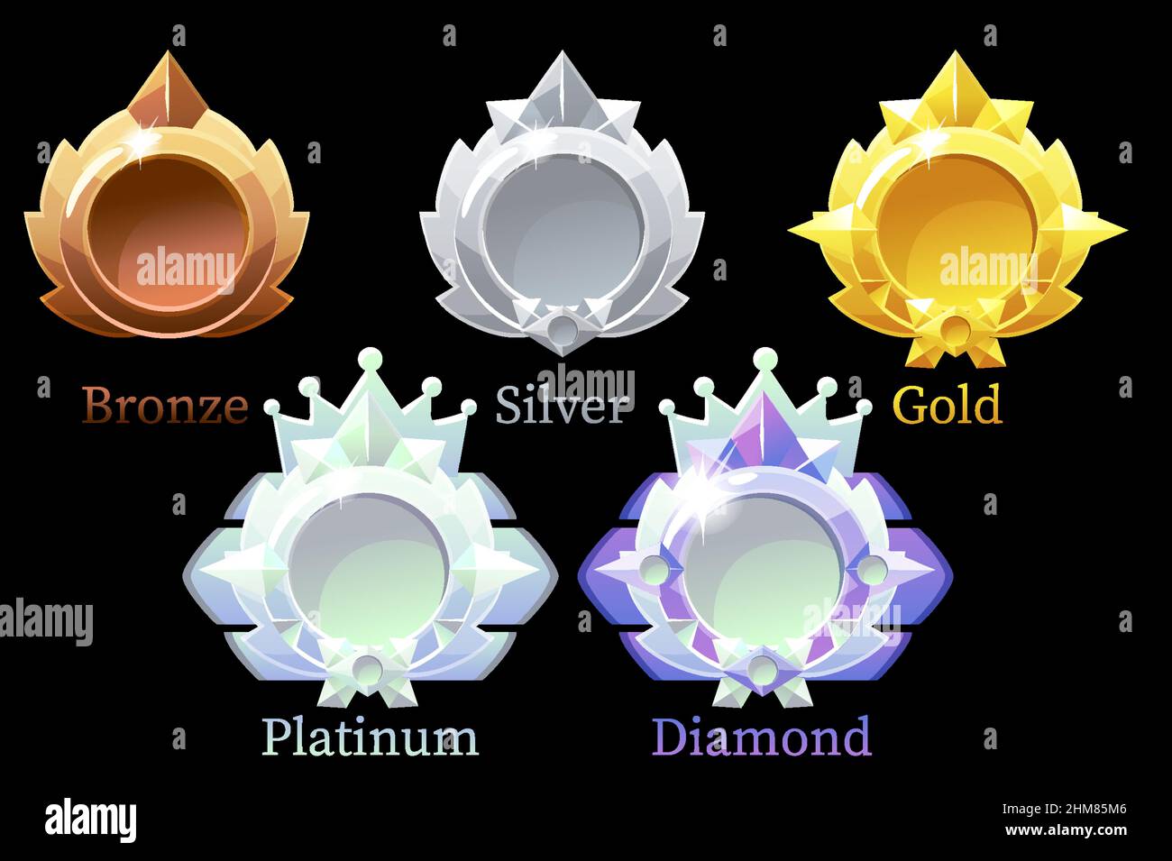 Vector awards medals gold, silver, bronze, platinum and diamond Stock