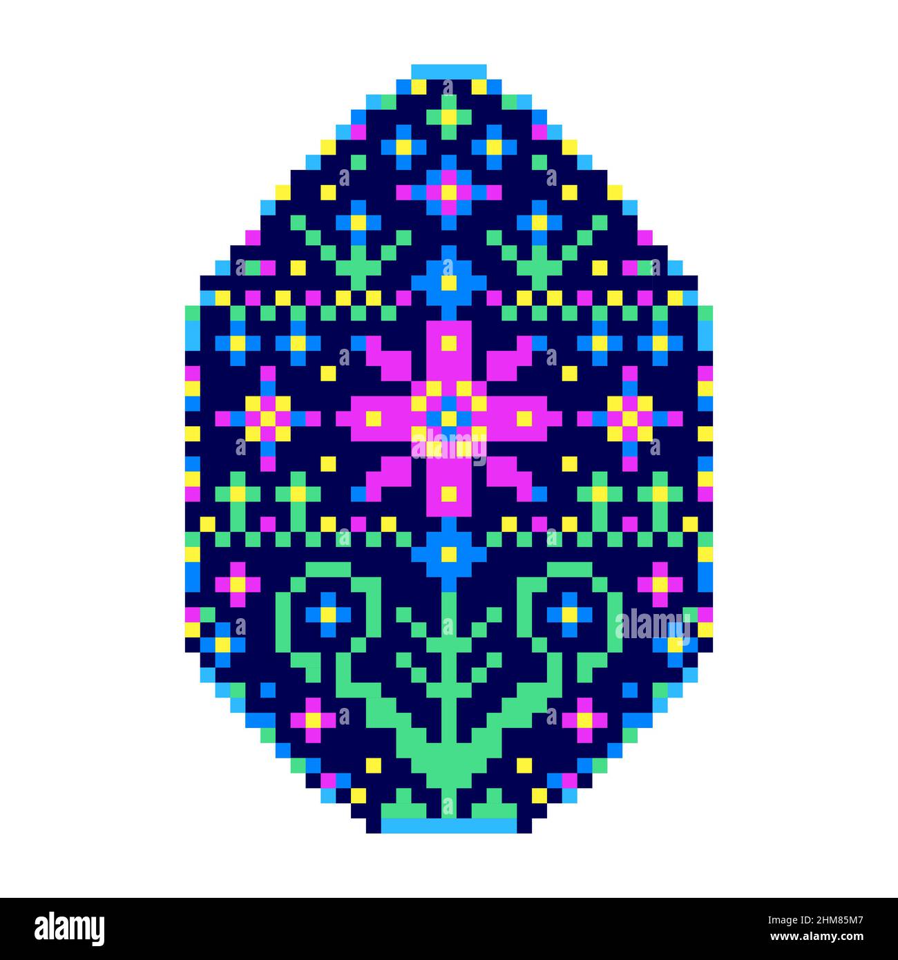Easter egg in pixel art style Stock Vector