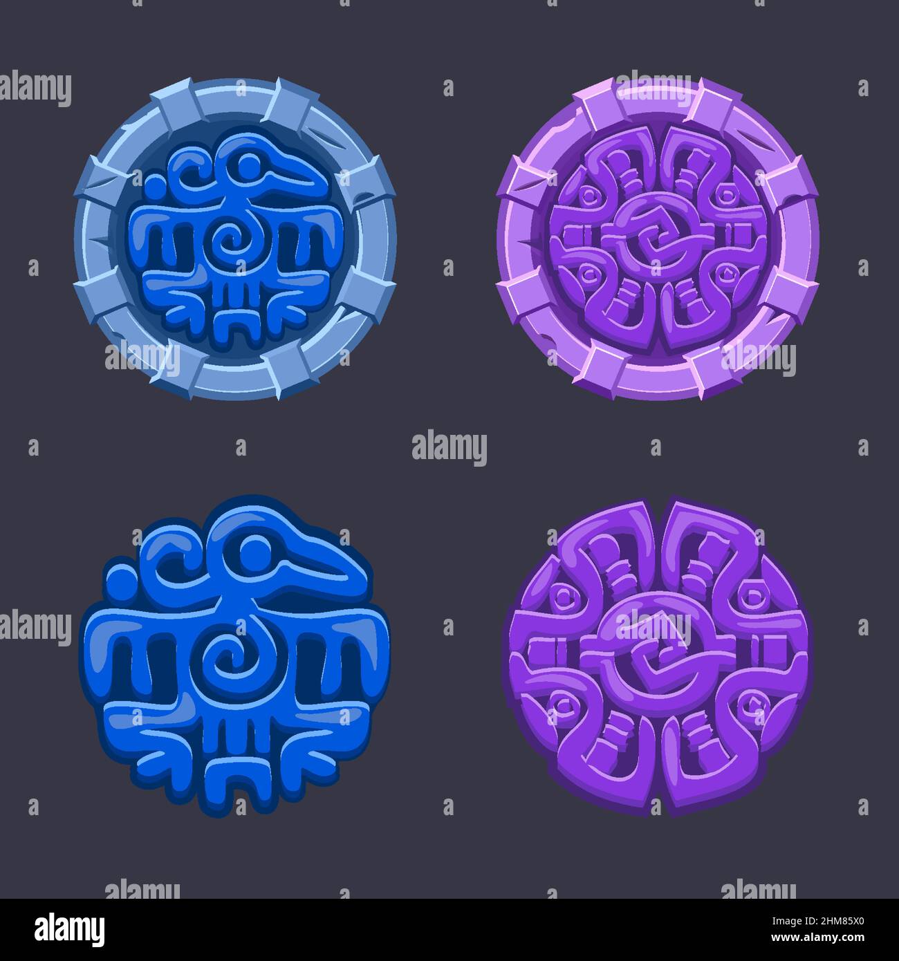 Set of vector isolated signs symbol Aztecs Maya culture Stock Vector