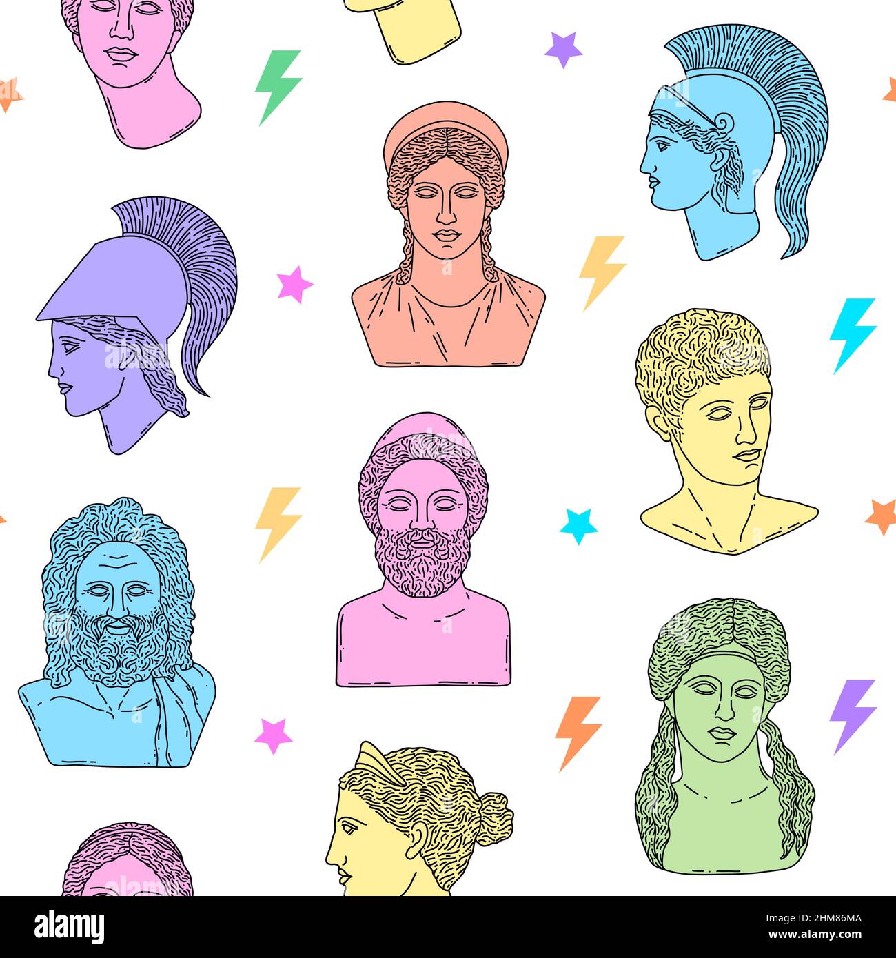 pattern with greek sculptures Stock Vector Image & Art - Alamy