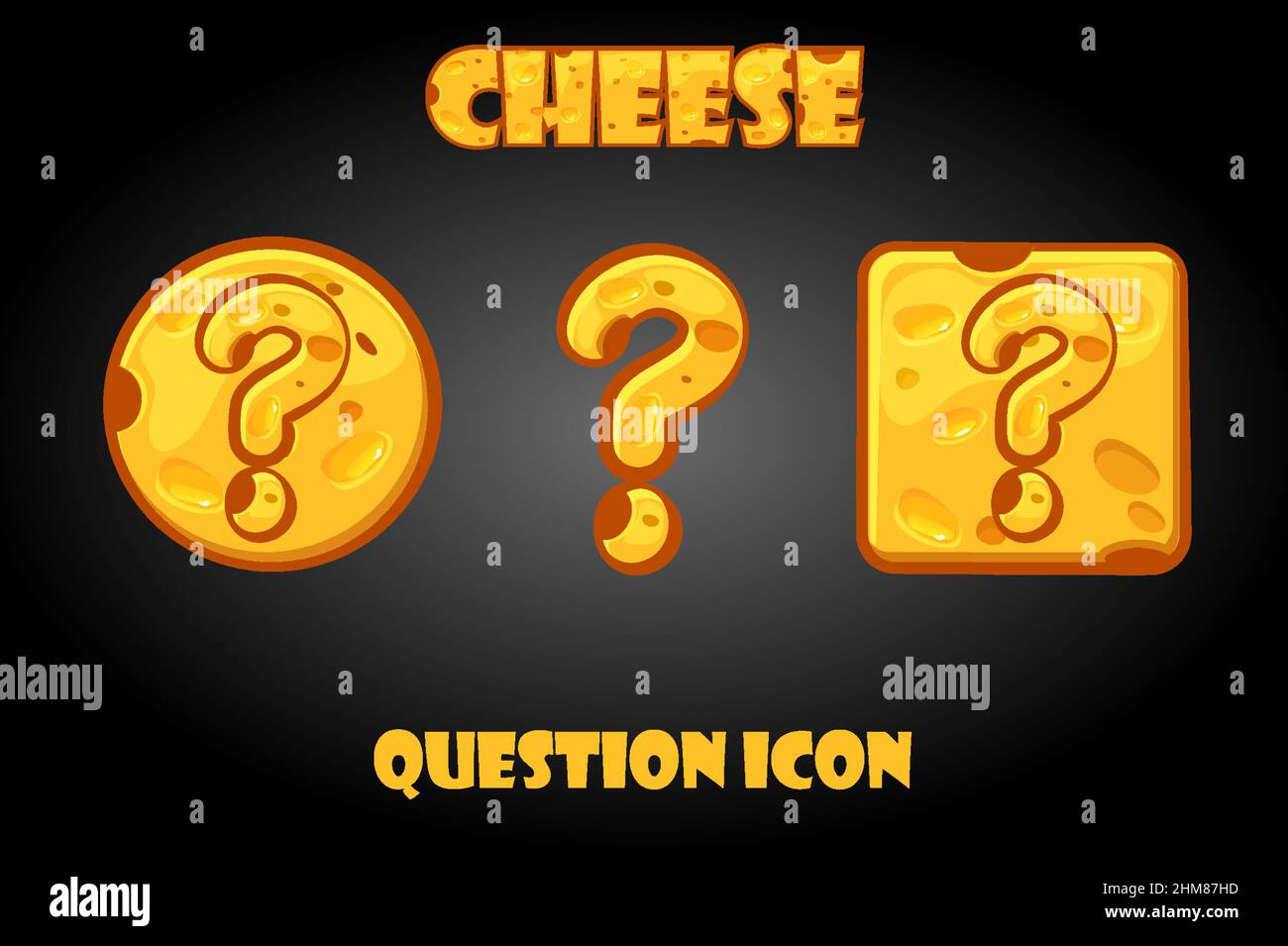 Vector set of cheese question mark buttons for game Stock Vector Image