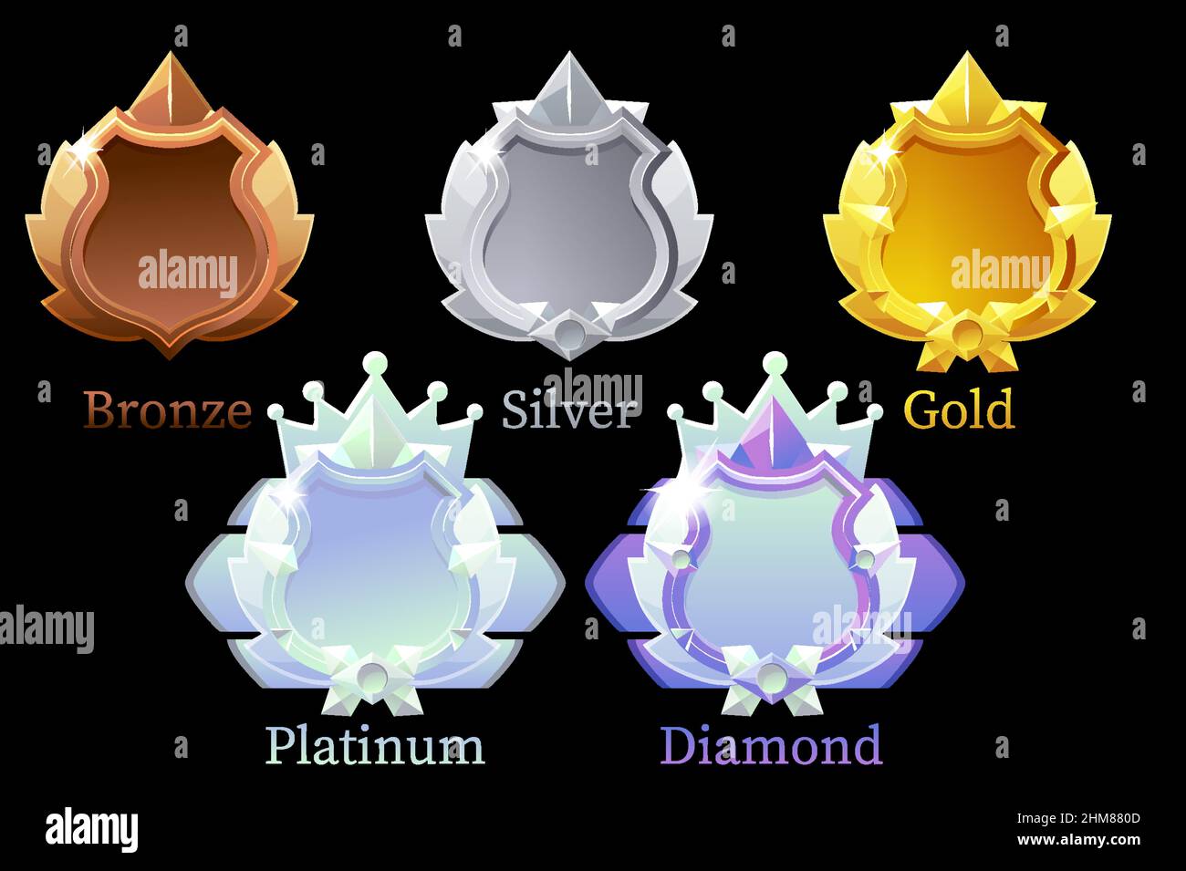 Vector set of shields for achievements in the game Stock Vector Image ...