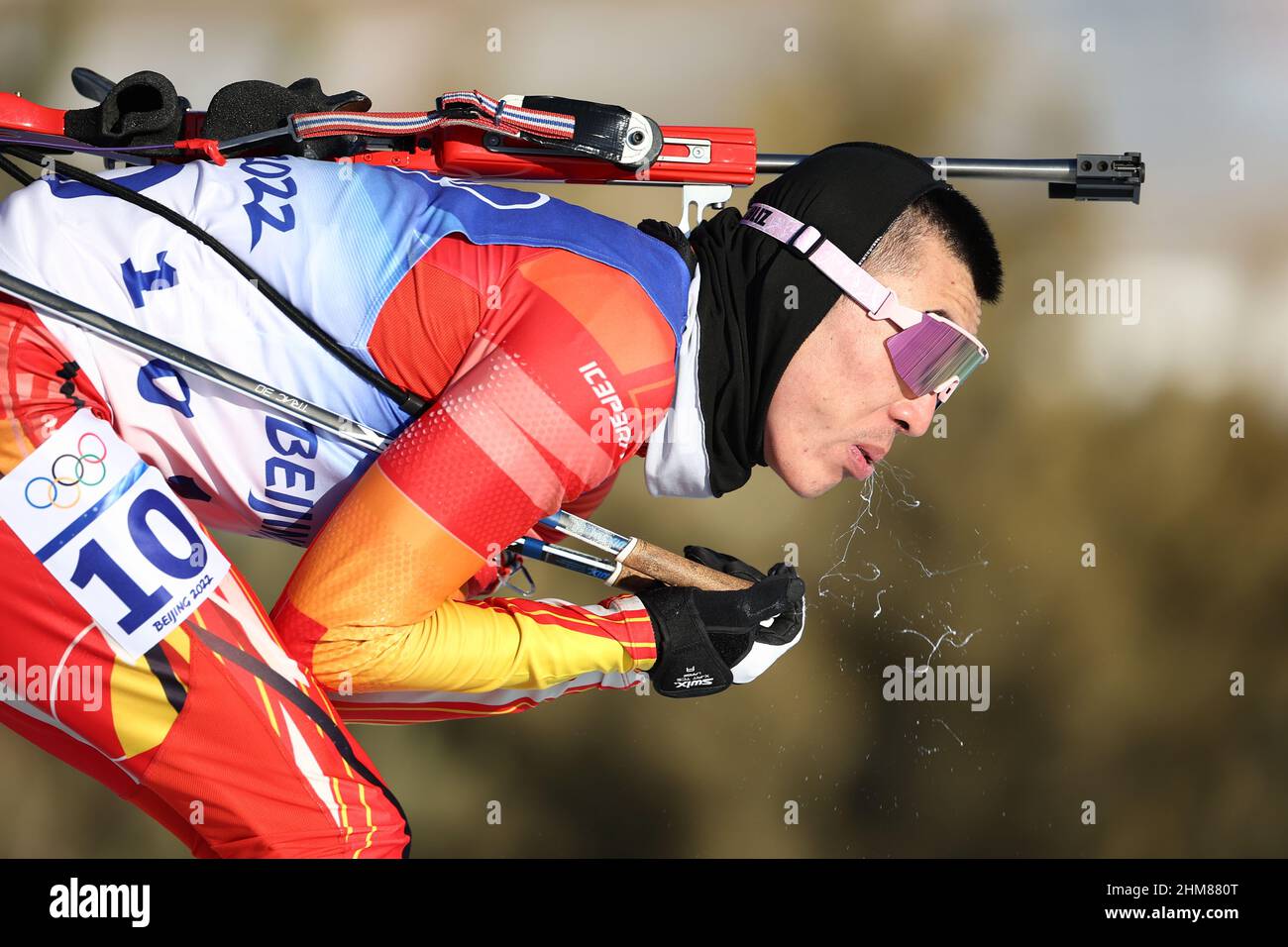 2022 Beijing Olympics - Biathlon - Men's 20km Individual - National Biathlon Centre, Zhangjiakou, China - February 8, 2022. Cheng Fangming of China in action. REUTERS/Kim Hong-Ji Stock Photo