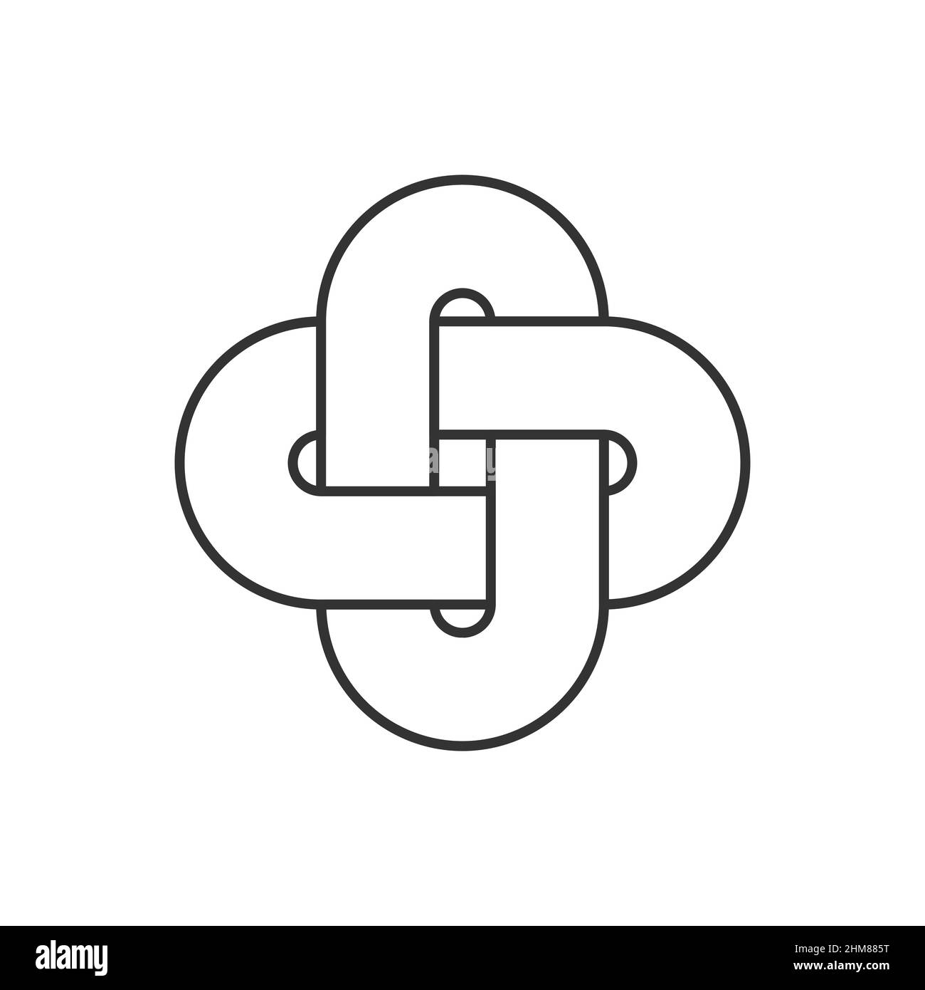 Simple Solomon's knot. Ancient celtic knot icon. Interlaced loops as a symbol of eternity. Decorative endless intertwined motif. Infinity idea. Vector Stock Vector