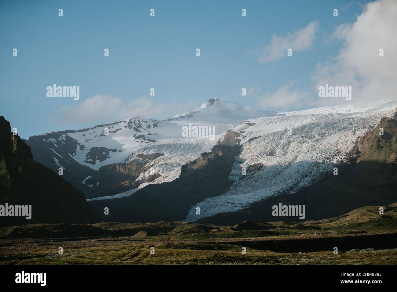 Chilling view of a snow-covered mountain landscape in Iceland Stock ...