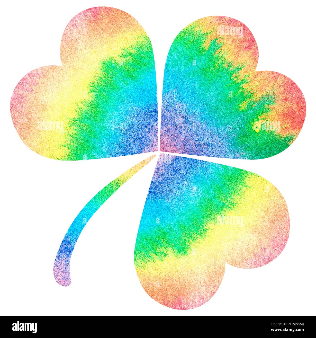 Rainbow shamrock clover. St. Patrick's Day. Watercolor illustration. Isolated on a white background. For your design. Stock Photo