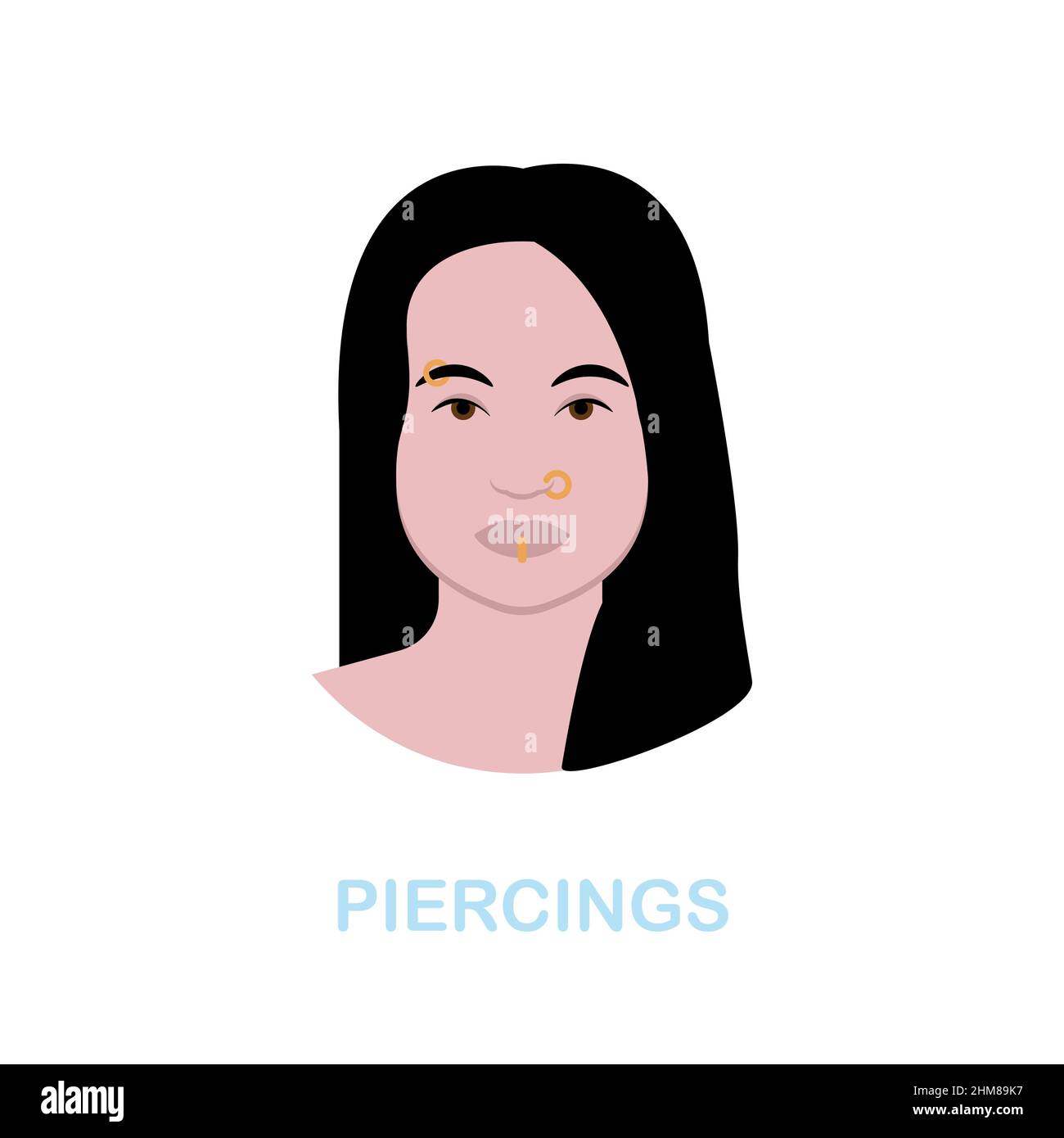 Piercings flat icon. Colored element sign from cosmetology collection. Flat Piercings icon sign for web design, infographics and more. Stock Vector