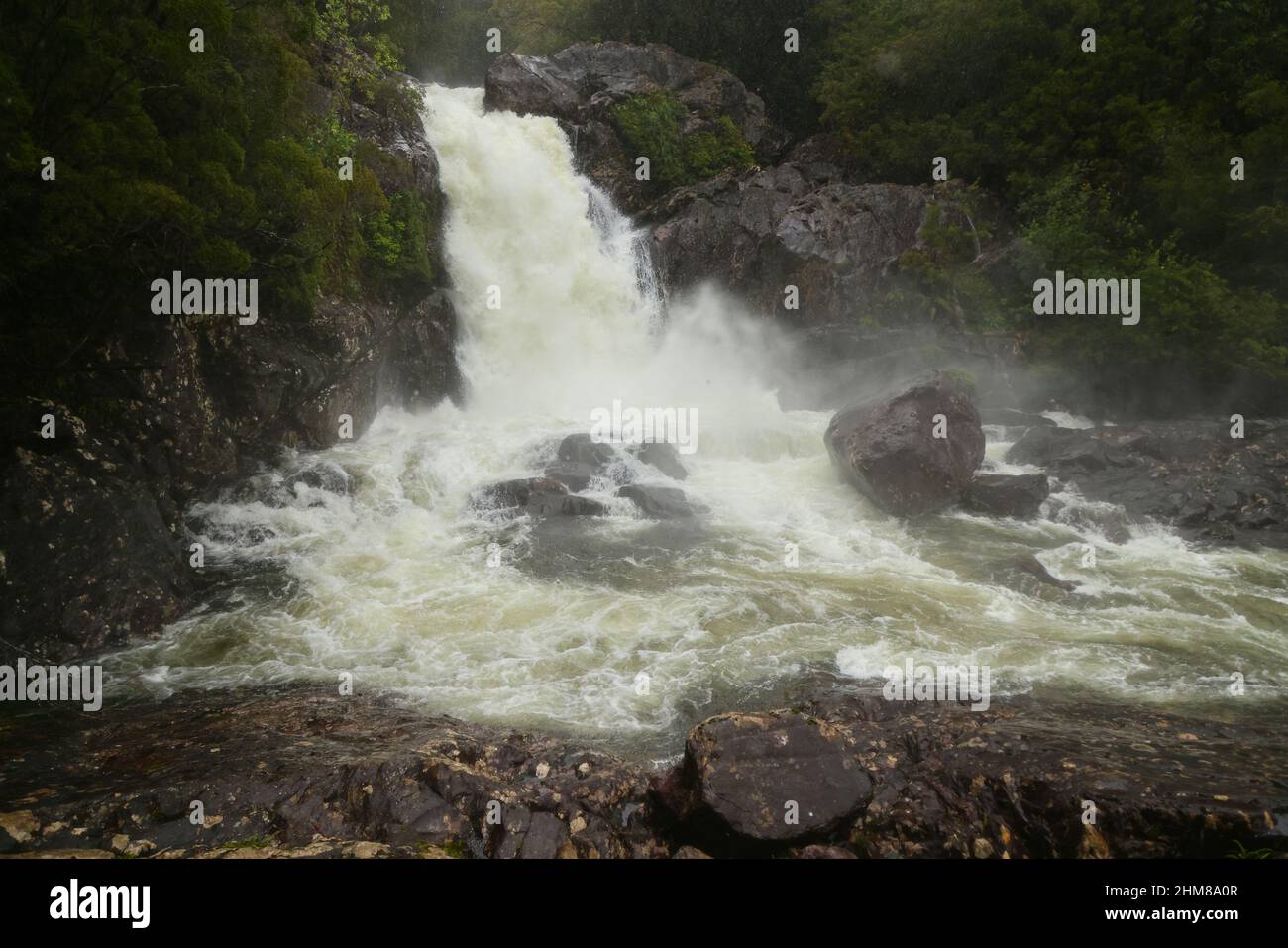 Rio Chaica Waterfall In Alerce Andino National Park Chile Stock Photo rio-chaica-waterfall-in-alerce-andino-national-park-chile-stock-photo