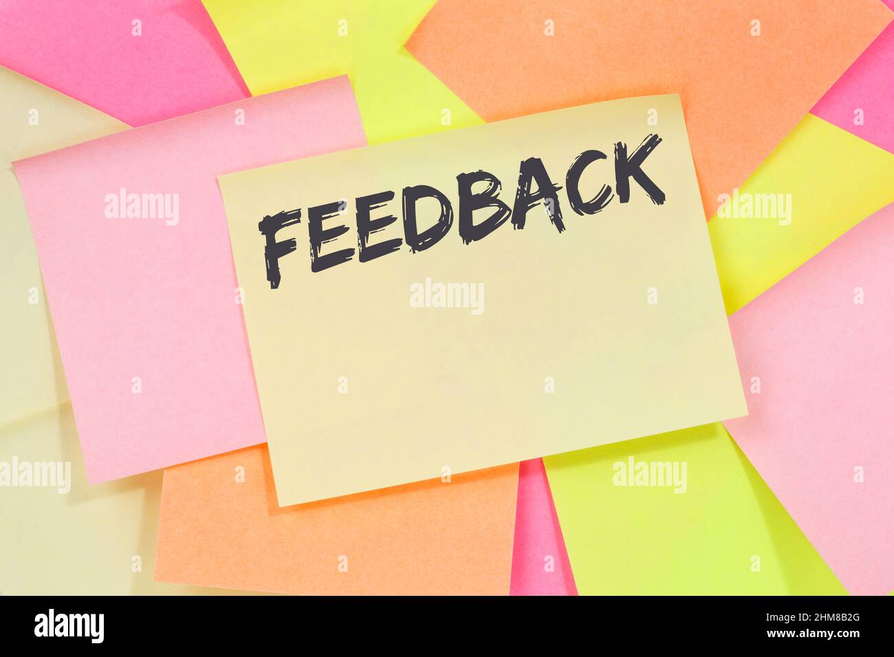 Feedback contact customer service opinion survey business concept note paper notepaper Stock Photo