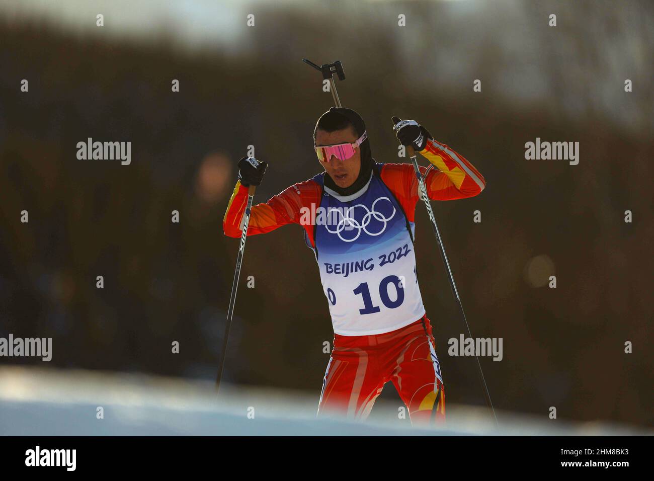 2022 Beijing Olympics - Biathlon - Men's 20km Individual - National Biathlon Centre, Zhangjiakou, China - February 8, 2022.  Cheng Fangming of China in action. REUTERS/Hannah Mckay Stock Photo