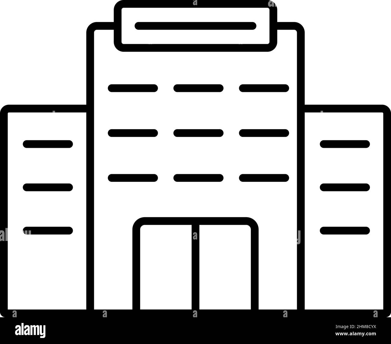 Hotel building line icon on white background, vector illustration Stock Vector