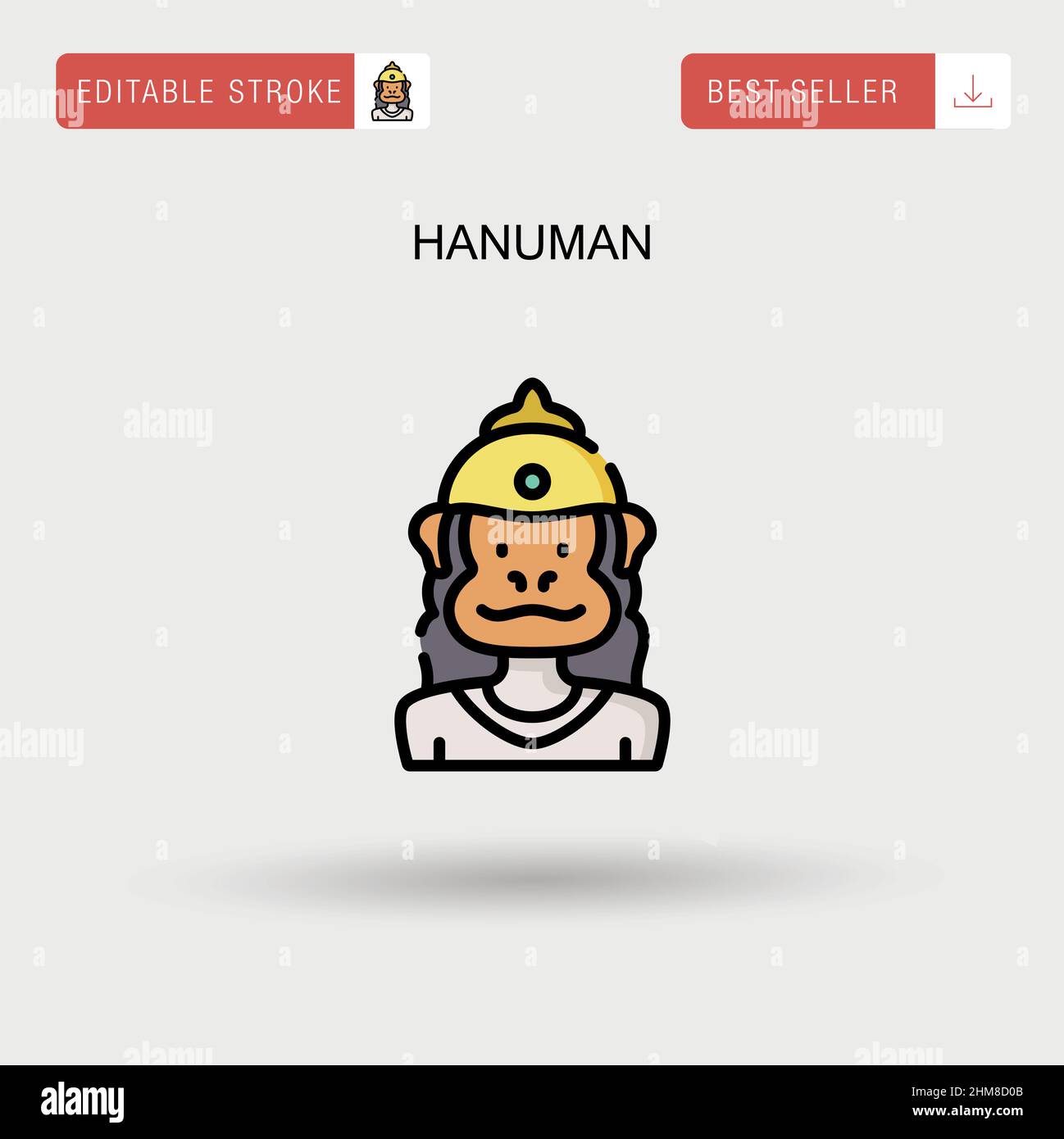 Hanuman Simple vector icon. Stock Vector