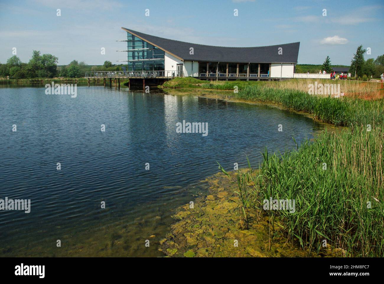 The Visitor Centre at Stanwick Lakes, a countryside attraction and nature reserve, Northamptonshire, UK Stock Photo