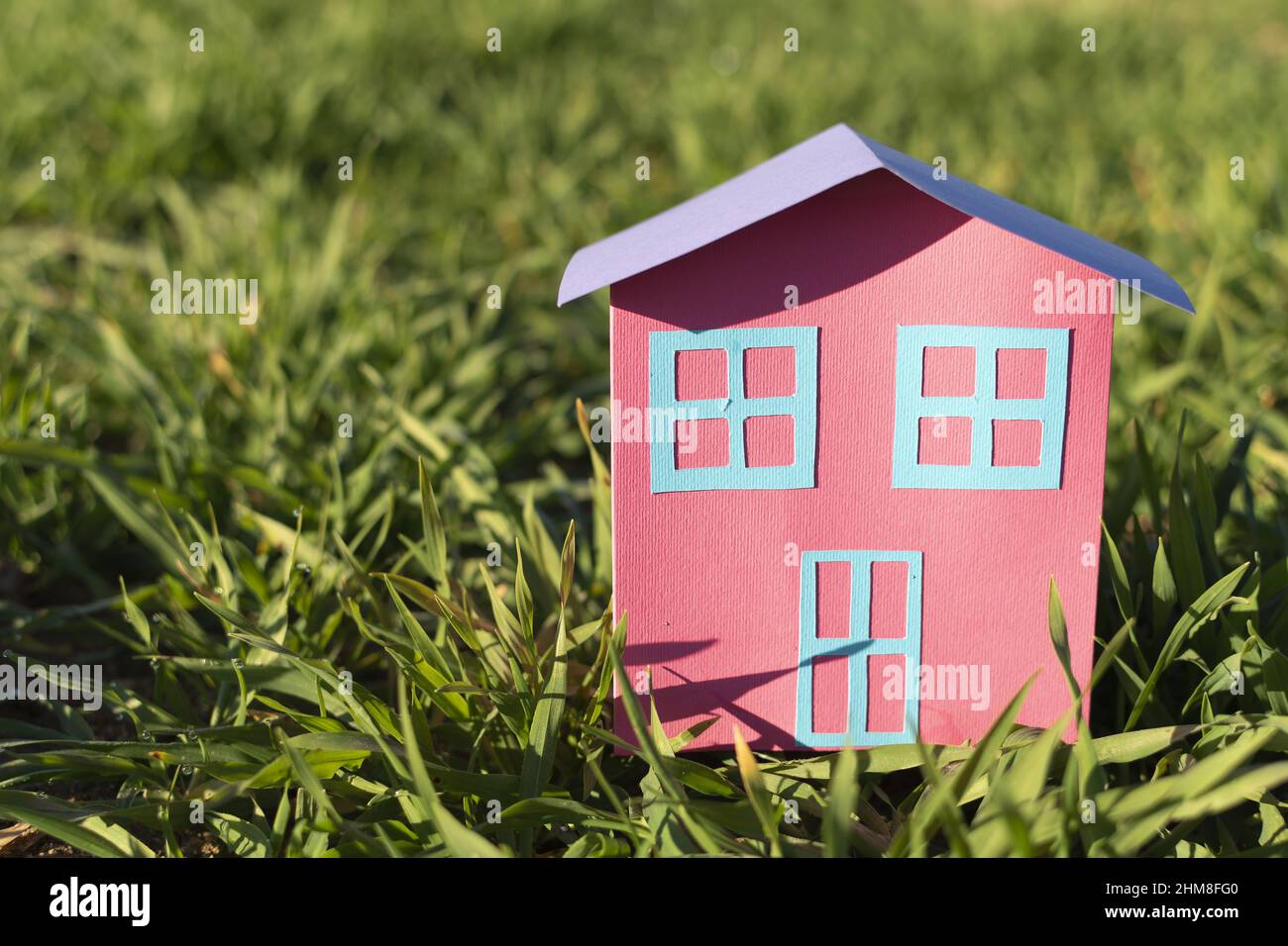 View of a cardboard house in a green field in Toledo, Spain Stock Photo Alamy