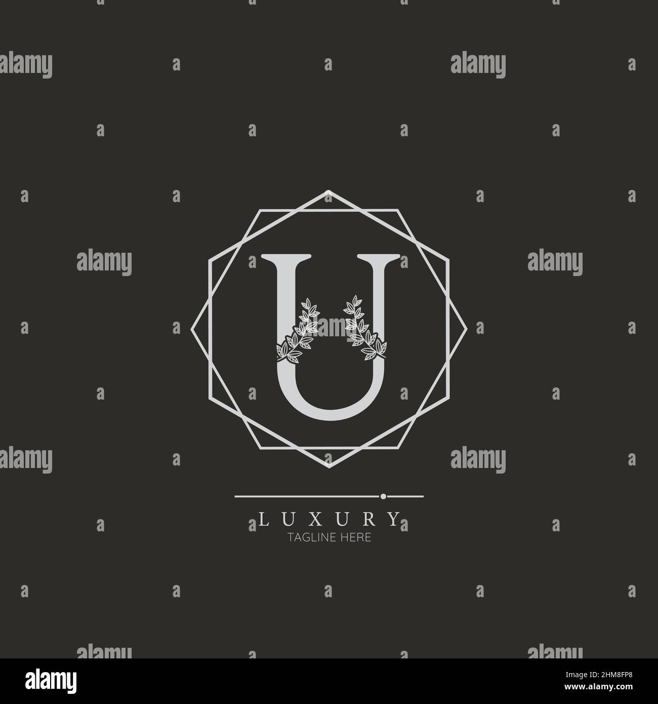 Initial U Letter Luxury Beauty Flourishes Ornament Monogram Logo Stock 