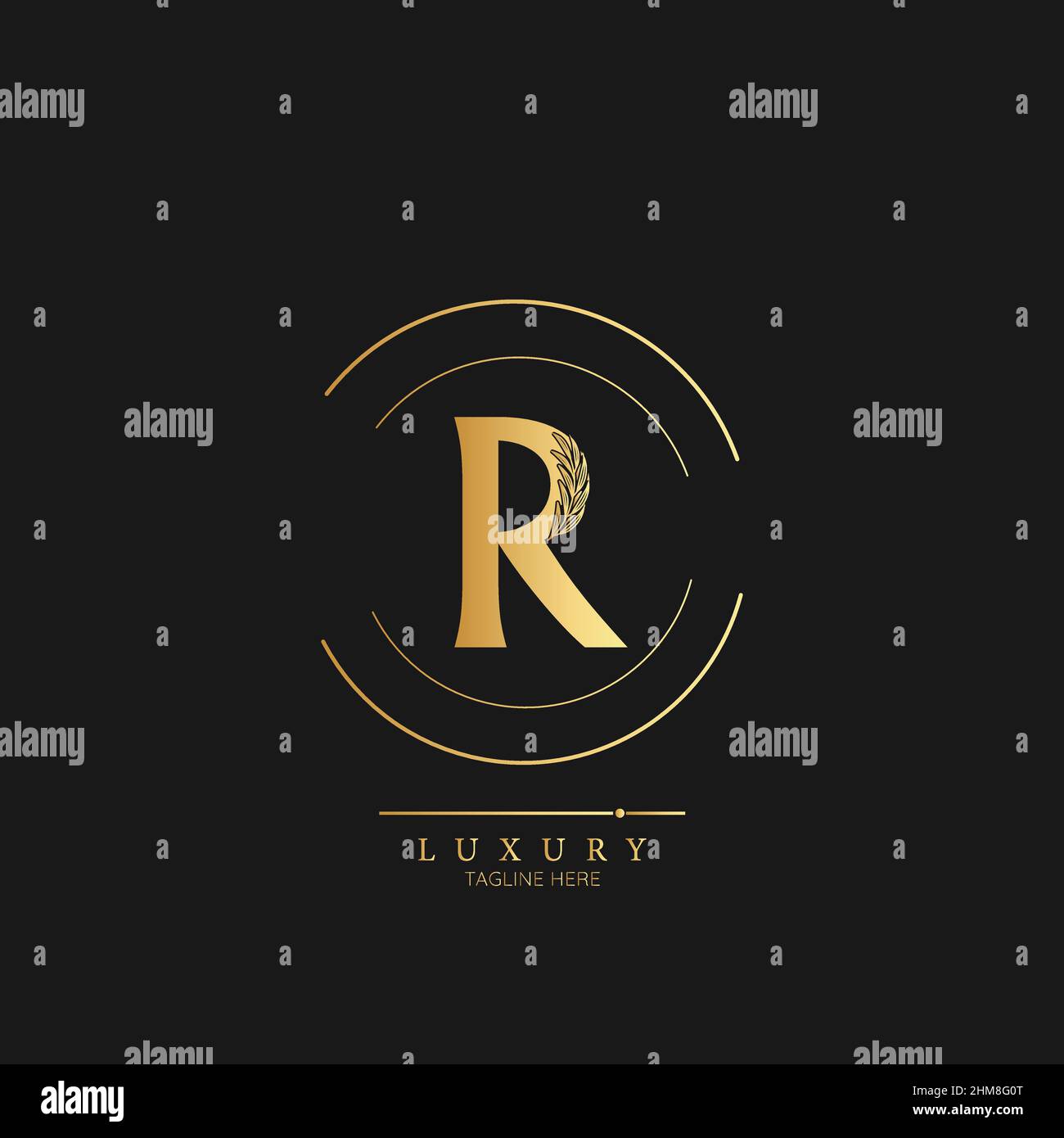 Initial R letter luxury beauty flourishes ornament monogram logo Stock ...