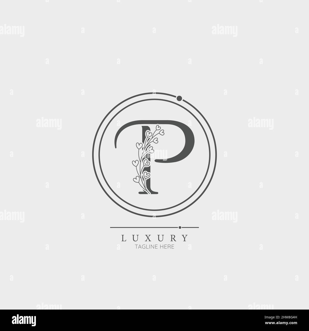 Initial P letter luxury beauty flourishes ornament monogram logo Stock ...