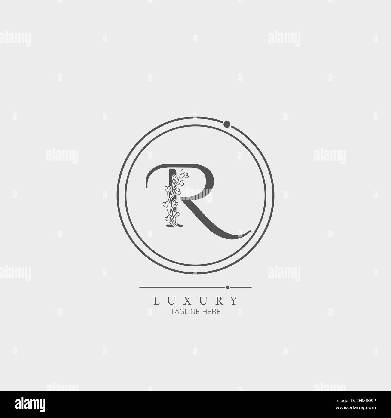 Initial R letter luxury beauty flourishes ornament monogram logo Stock ...