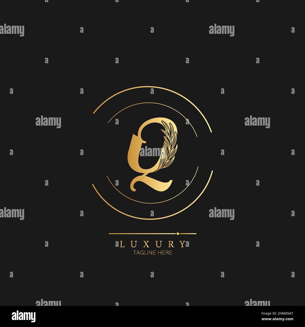 Initial Q letter luxury beauty flourishes ornament monogram logo Stock ...