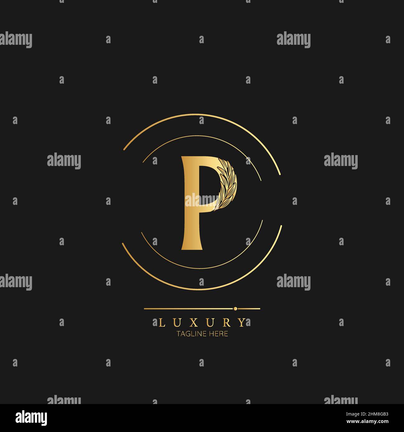 Initial P letter luxury beauty flourishes ornament monogram logo Stock ...