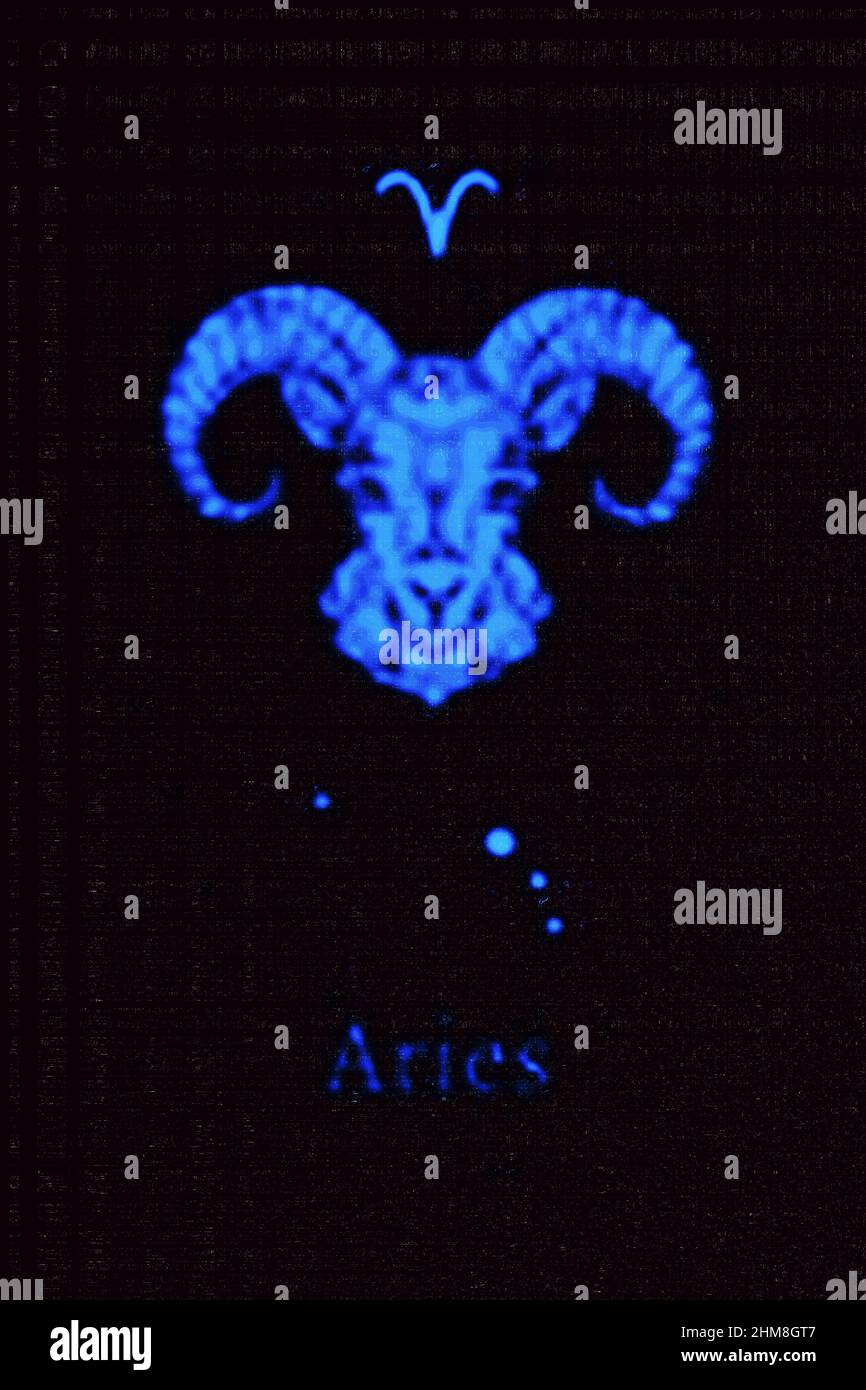 Zodiac Aries with a star and symbol outline Stock Photo - Alamy