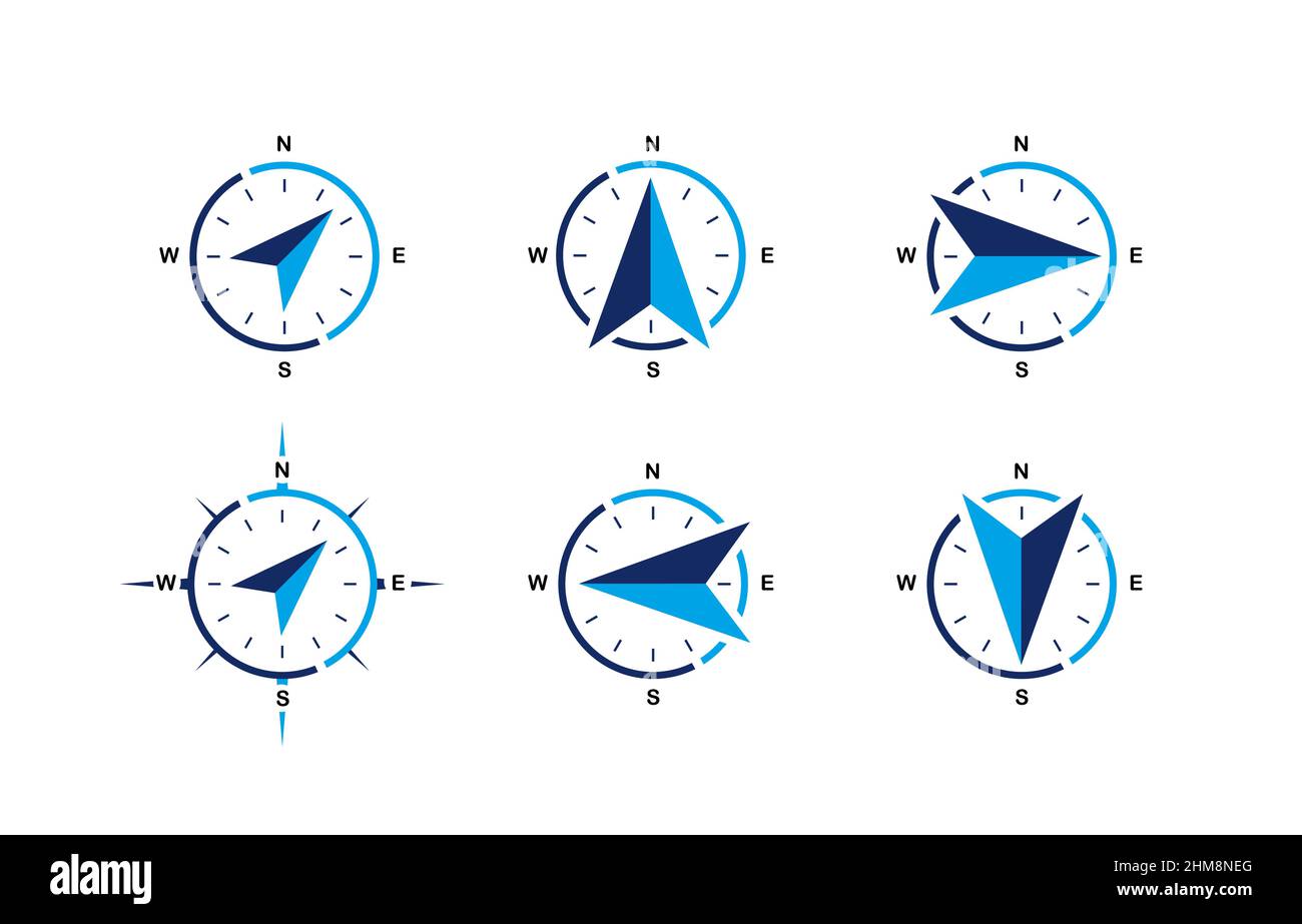 Navigation thin vector set icon. Compass, tourism and travel related ...
