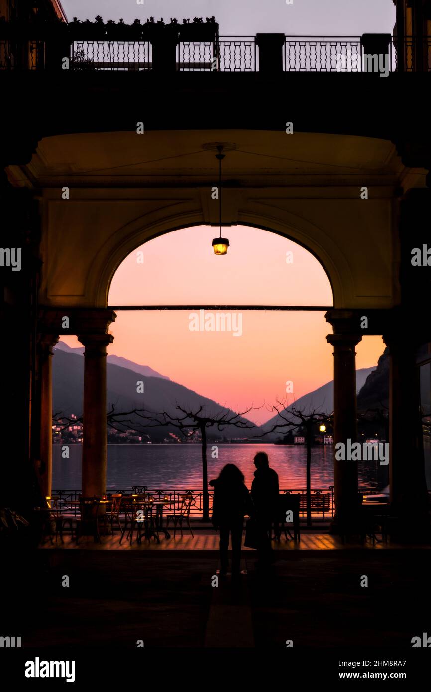 Amore e tramonto, Lugano, Svizzera Stock Photo
