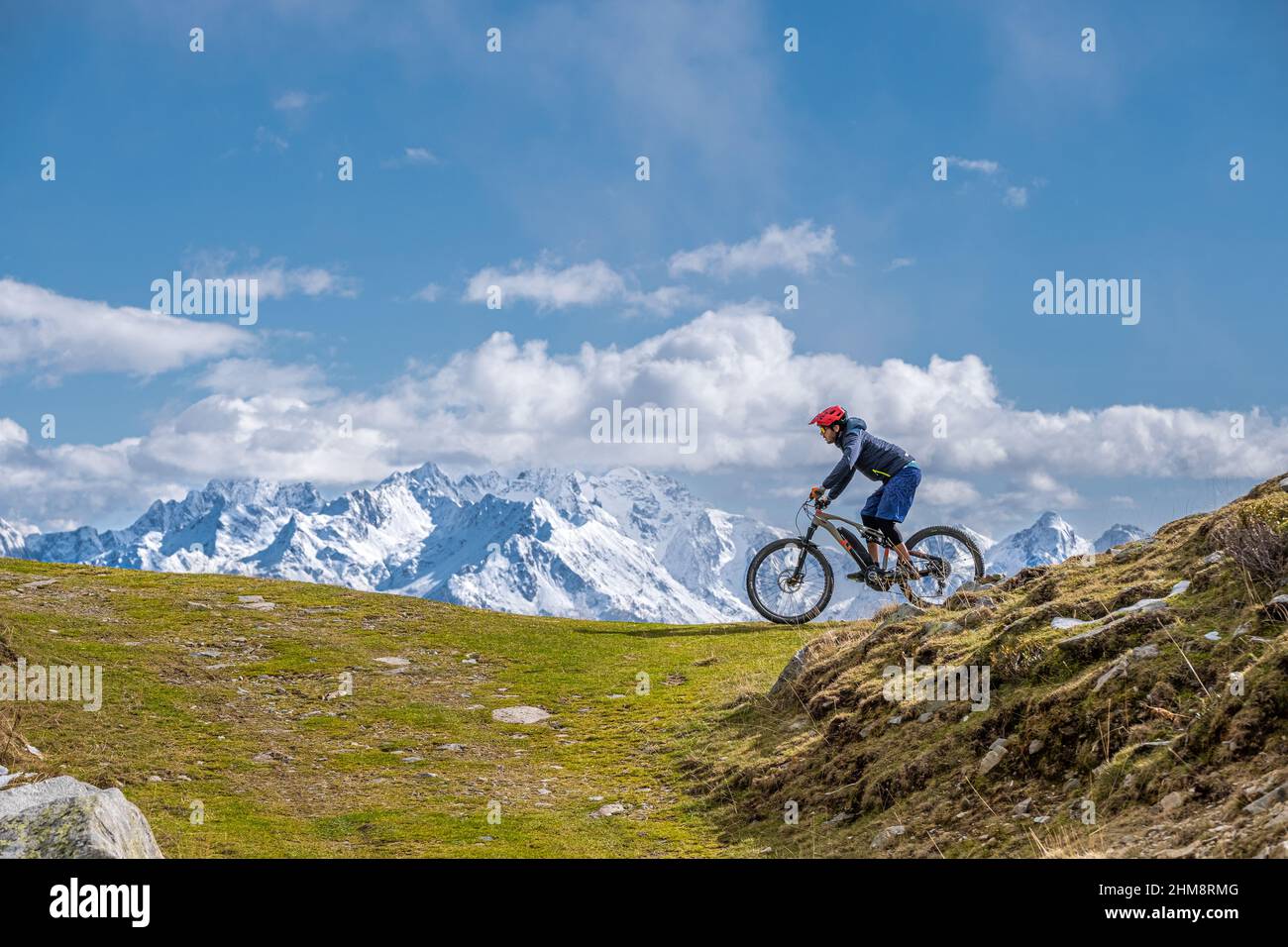 e-mountain bike, Valmalenco, Italy Stock Photo