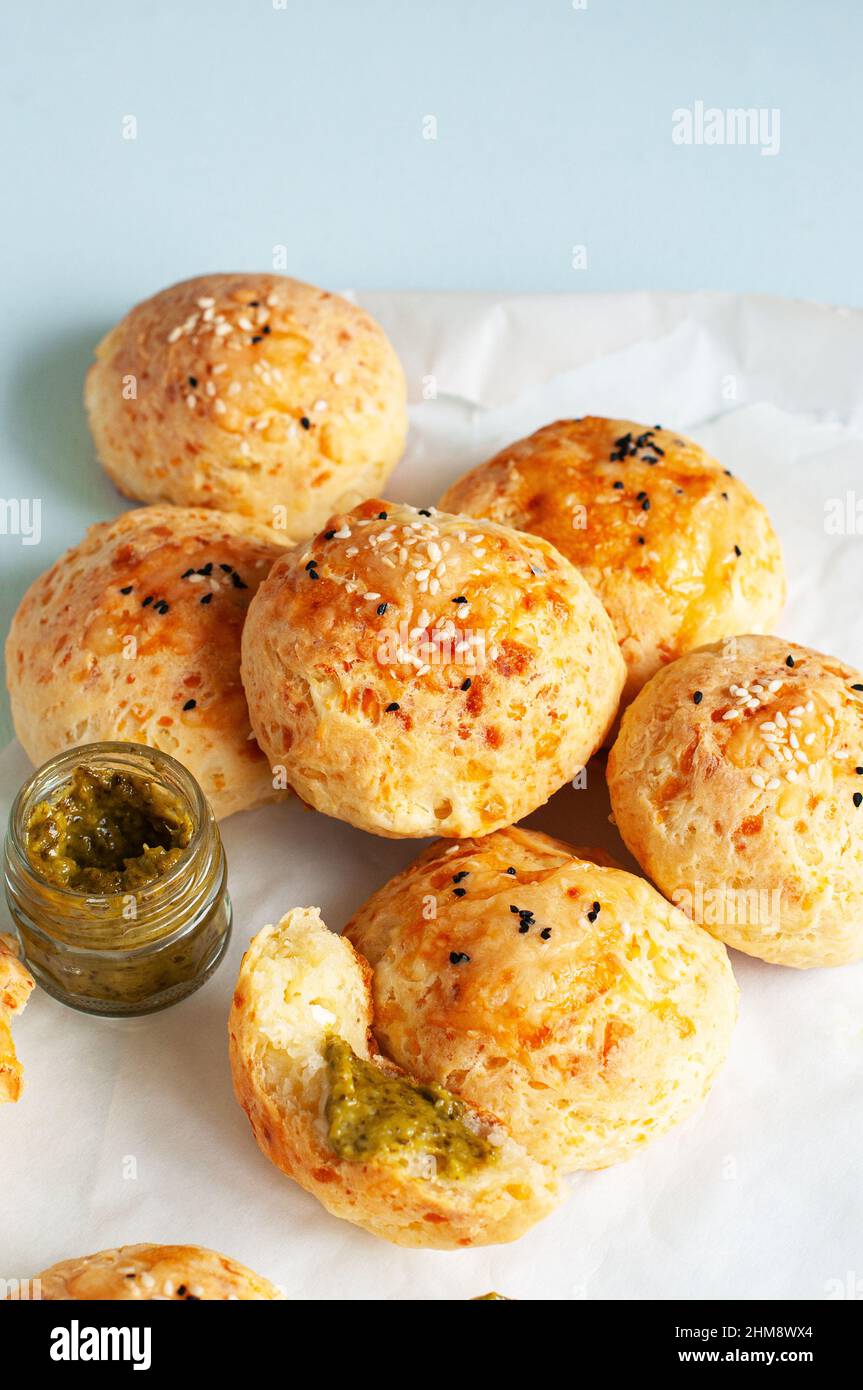 Homemade cheesy dinner rolls with sesame seeds Stock Photo Alamy